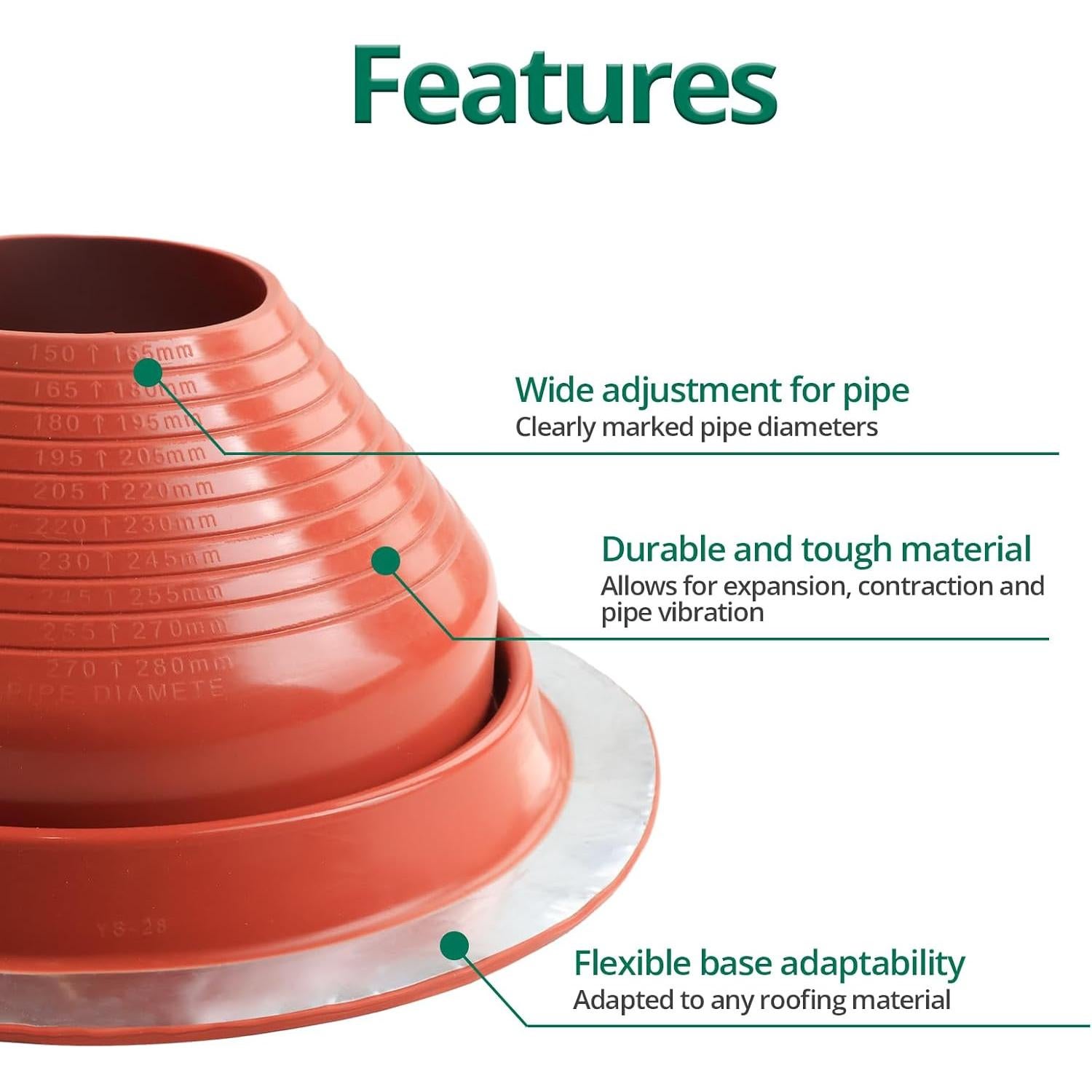 Bota de Techo Flexible Benfar 7 para Tubería 15-28 cm