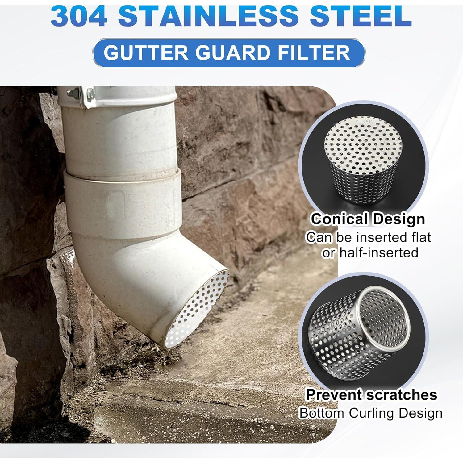 Filtro de Guardia de Gutter Patikil 2 Pcs Acero Inoxidable 63mm
