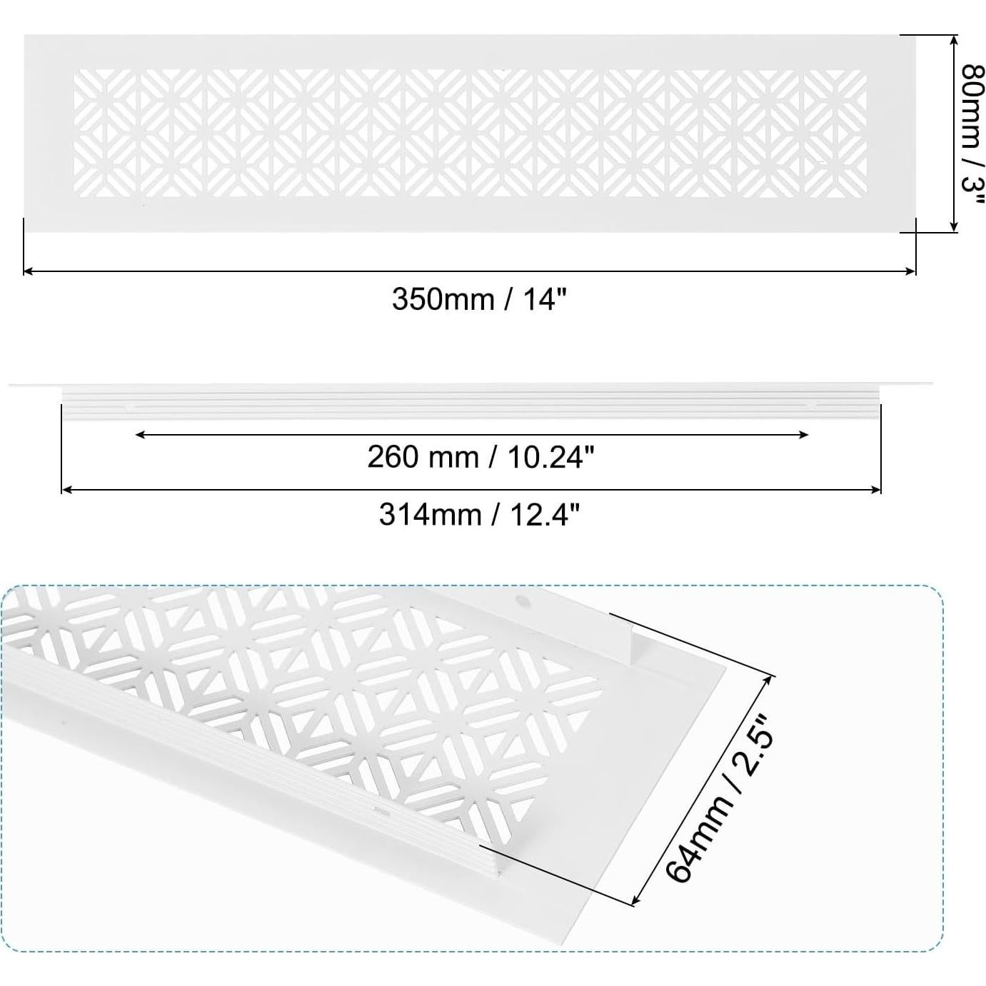 Cubierta de Ventilación PATIKIL 35.56 x 7.62 cm Blanca Aluminio