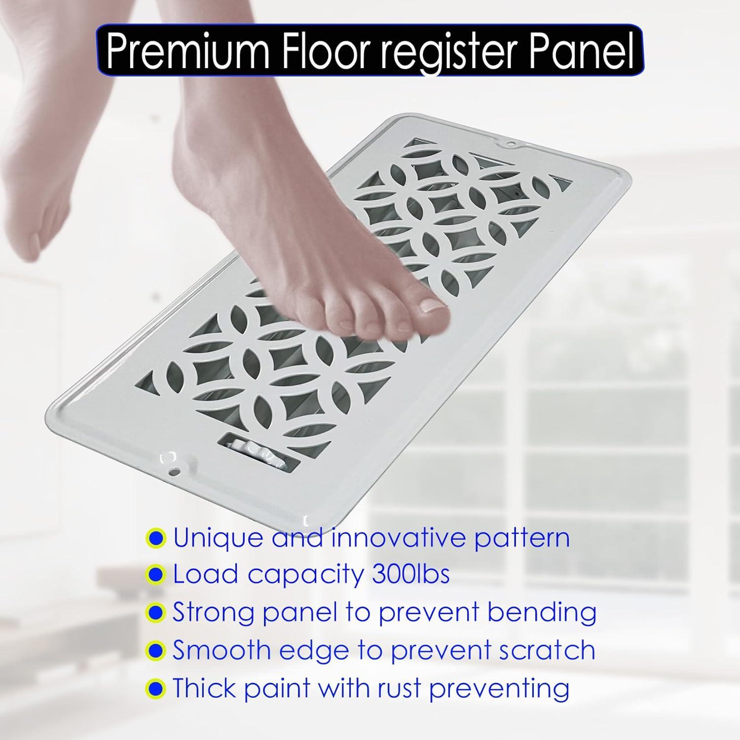 Registro de Piso de Acero ZLEYECZ 4x10" Blanco 2 Paquete