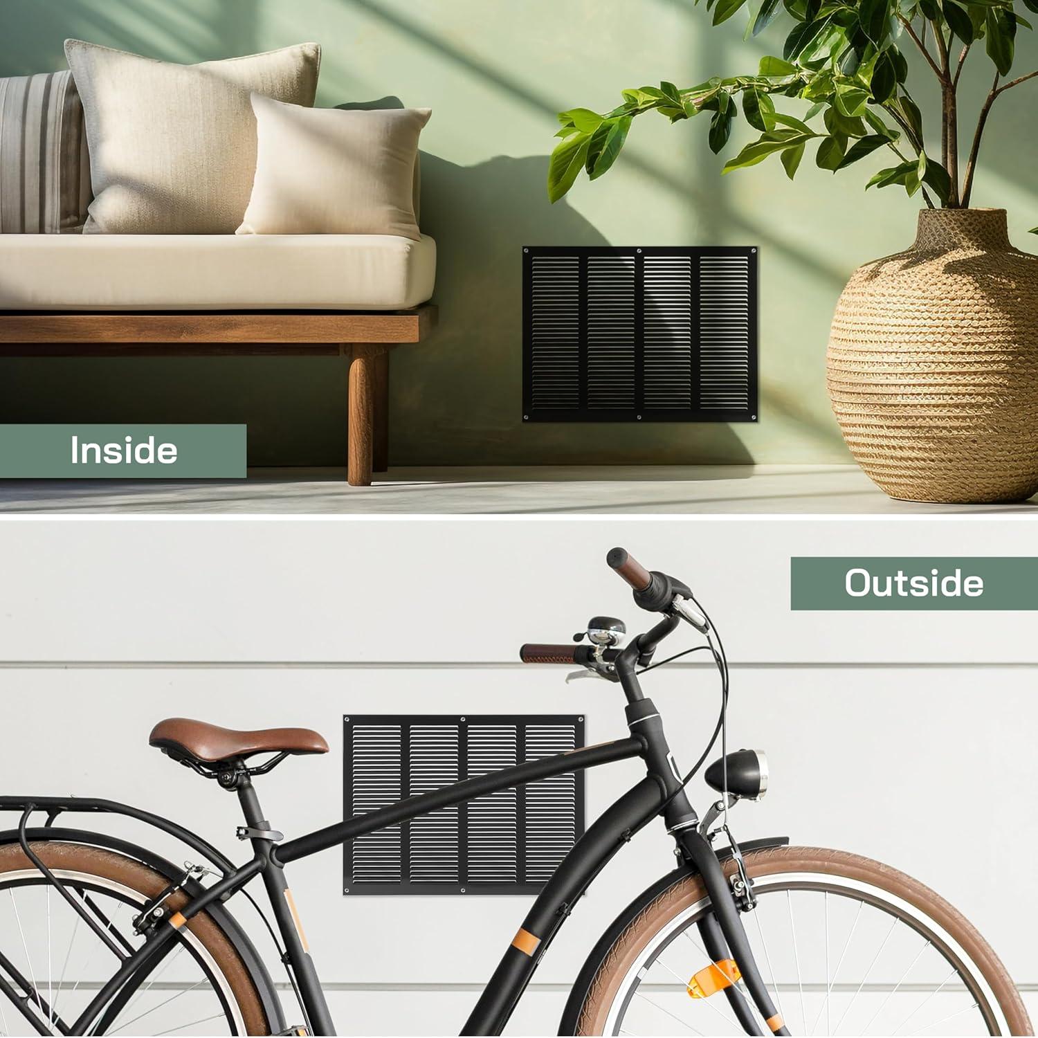 Cubierta de Ventilación Metal Negra 40x30 cm con Protección Insectos