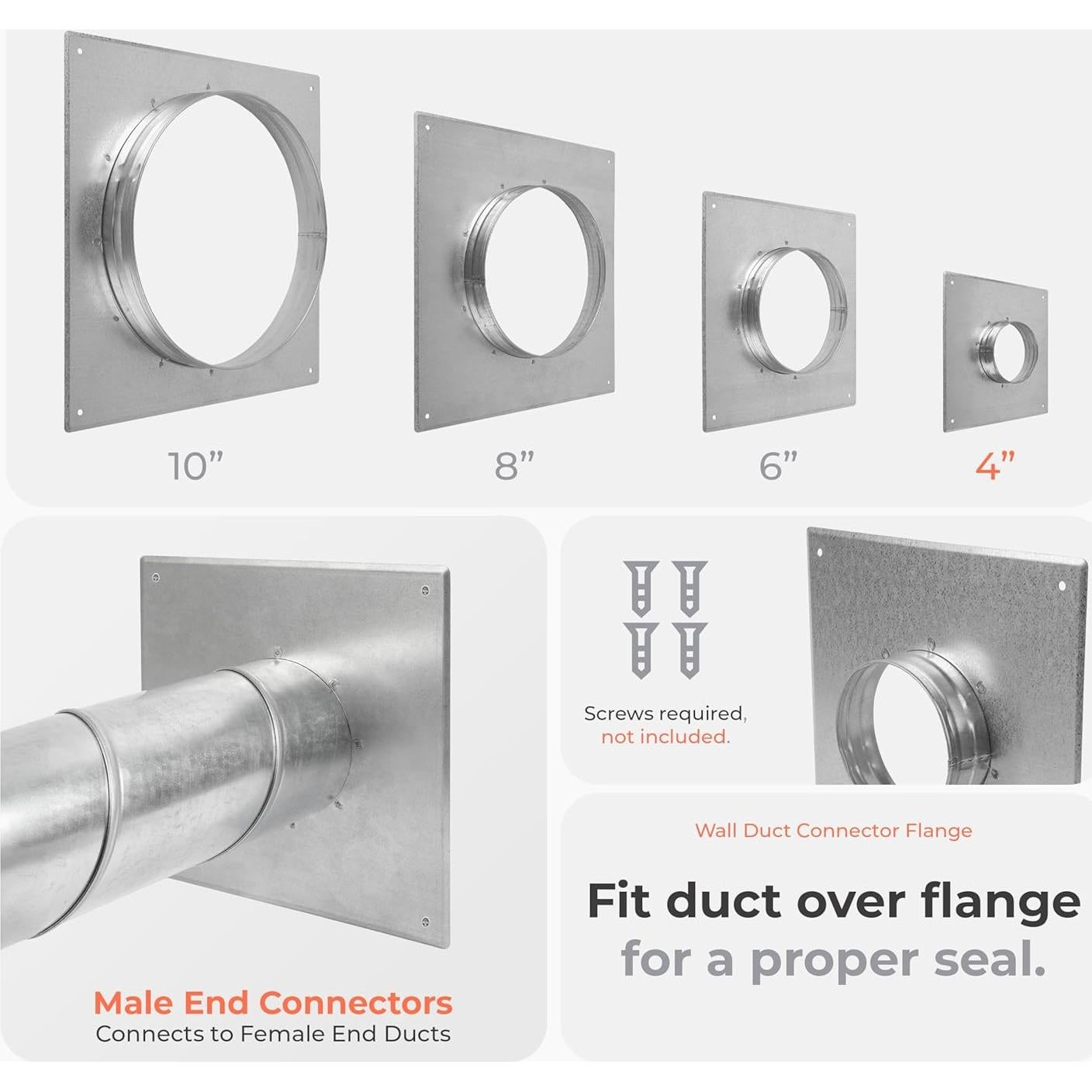 Brida de Conector de Conducto HVAC OV 4" Acero Galvanizado