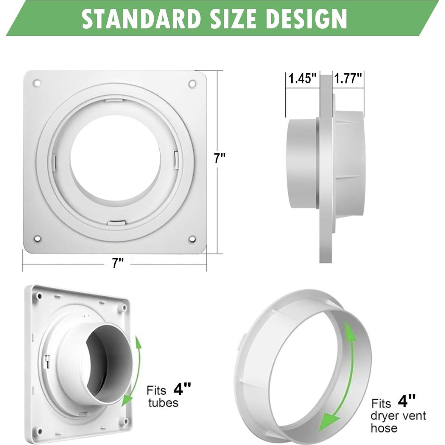 Placa de Ventilación para Secadora ELEMONY 7x7 cm Conector Rápido