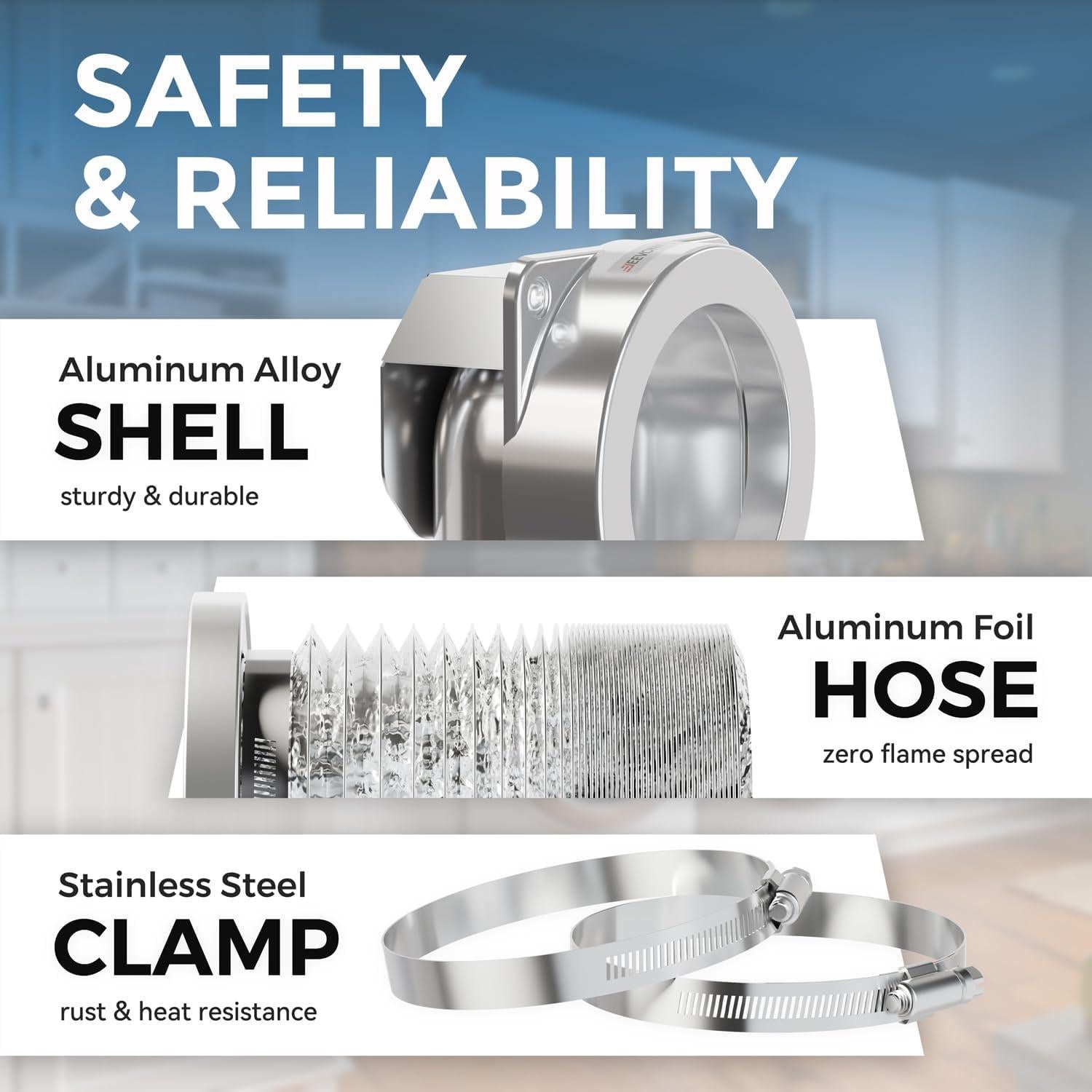 Acoplamiento de Ventilación de Secadora Magnético Jeevony DV90 0.79m