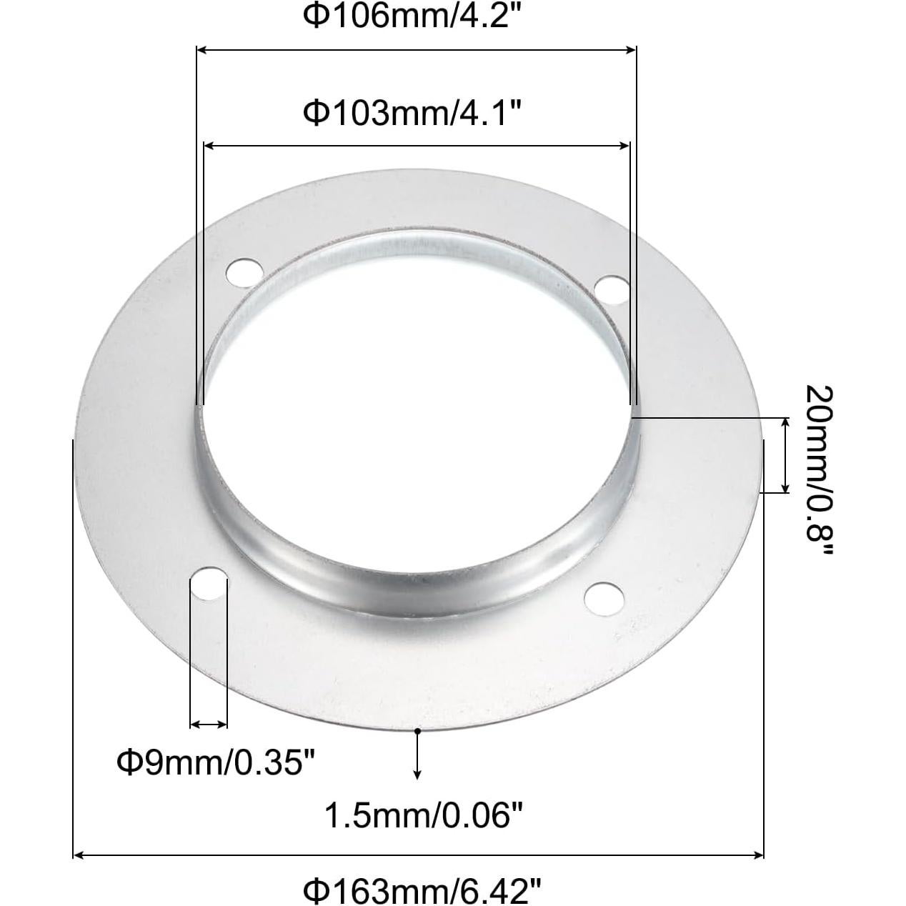 Conector de Ducto Flange PATIKIL 10.16 cm Acero Galvanizado