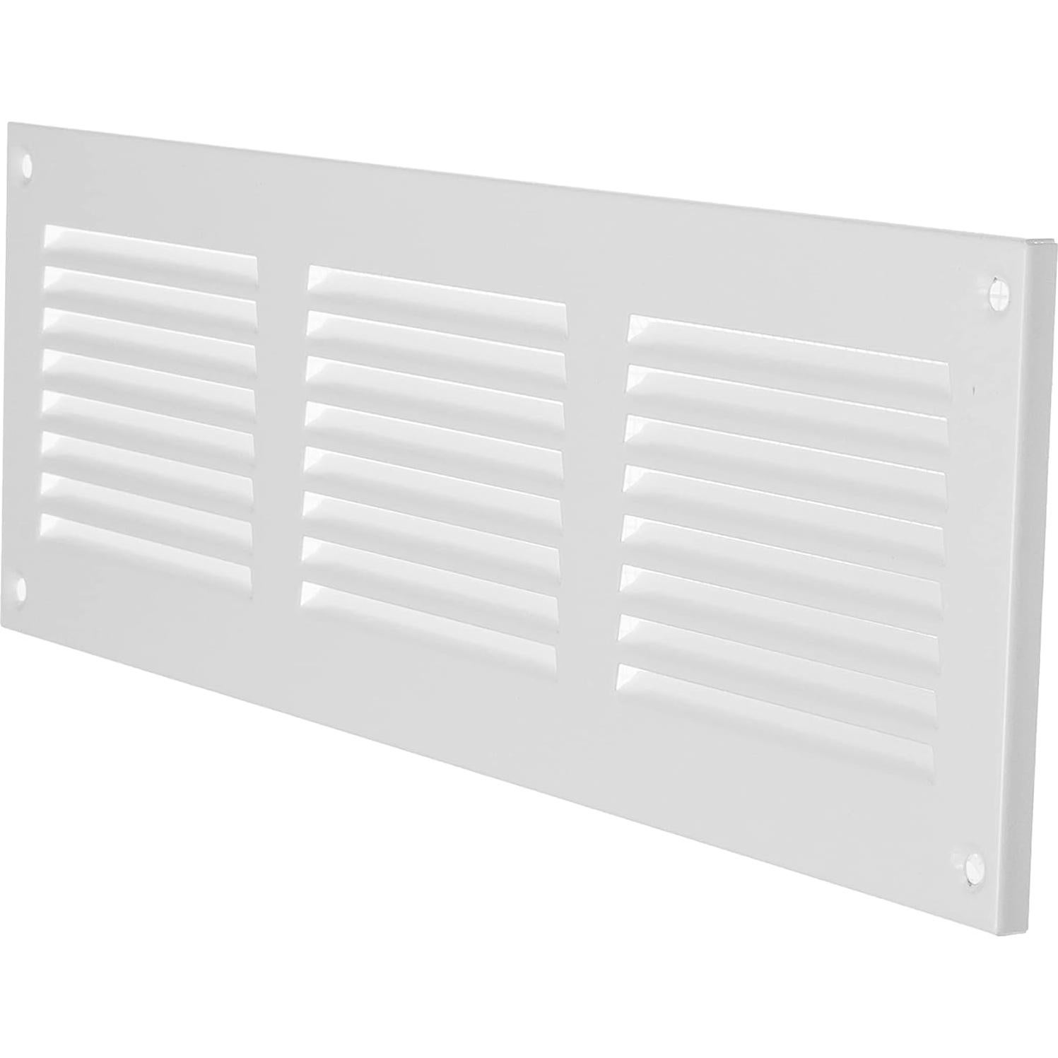 Repa Market 12x4 Inch Air Vent Cover/White Galvanized Steel Louvered Grill Cover with Mesh Screen/Wall or Ceiling Vent/Durable Flush Mount HVAC Register for Indoor and Outdoor Ventilation
