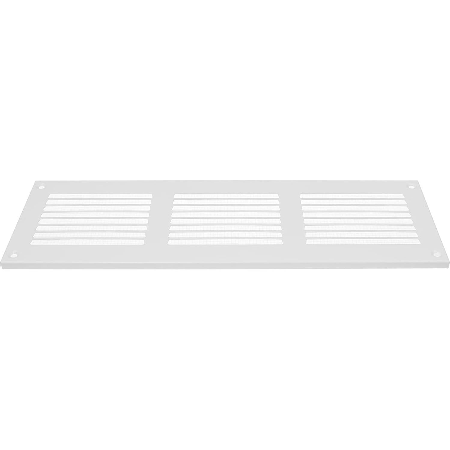 Repa Market 12x4 Inch Air Vent Cover/White Galvanized Steel Louvered Grill Cover with Mesh Screen/Wall or Ceiling Vent/Durable Flush Mount HVAC Register for Indoor and Outdoor Ventilation