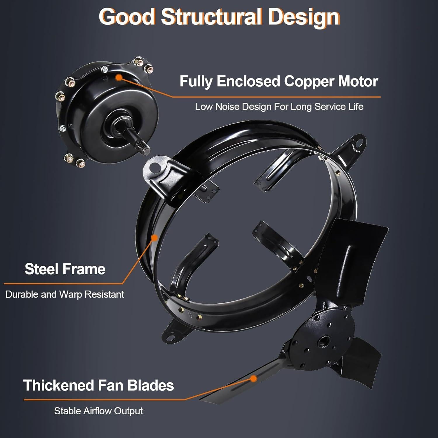 Ventilador de Tejado Hiorucet 16" Montaje en Pared con Termostato
