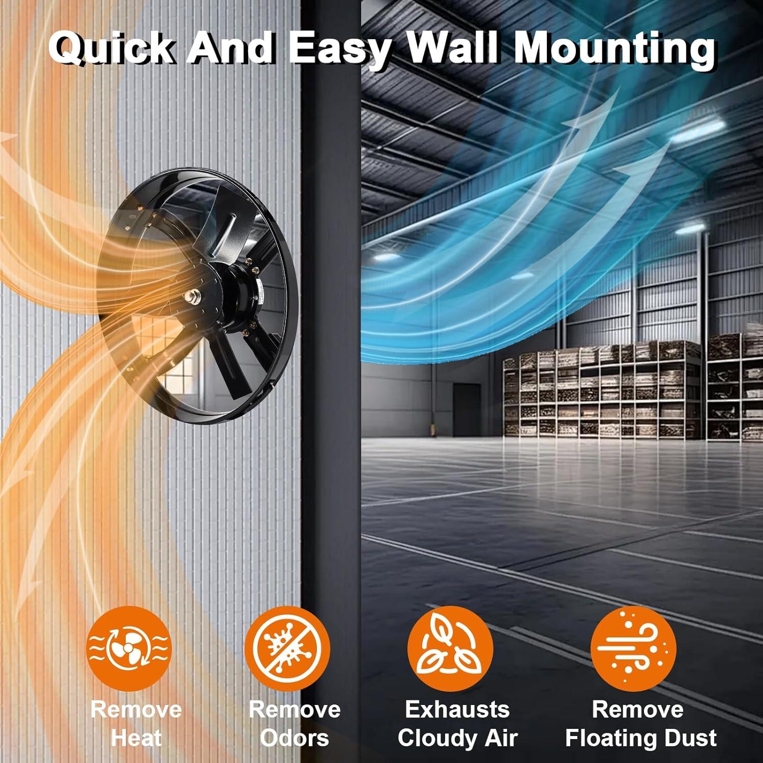 Ventilador de Tejado Hiorucet 16" Montaje en Pared con Termostato