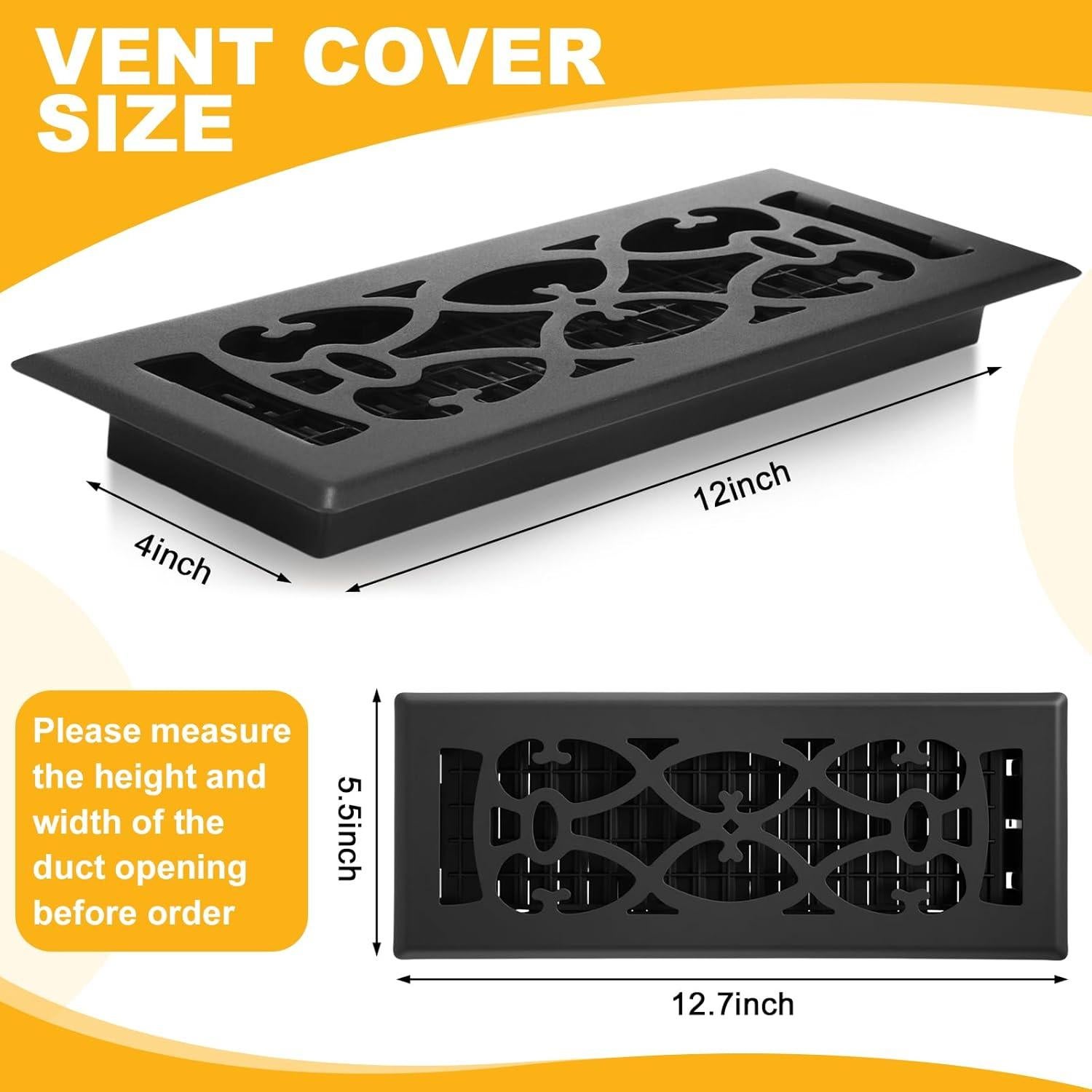 10 Cubiertas de Ventilación de Piso Tuanse 10.16 x 30.5 cm Negras