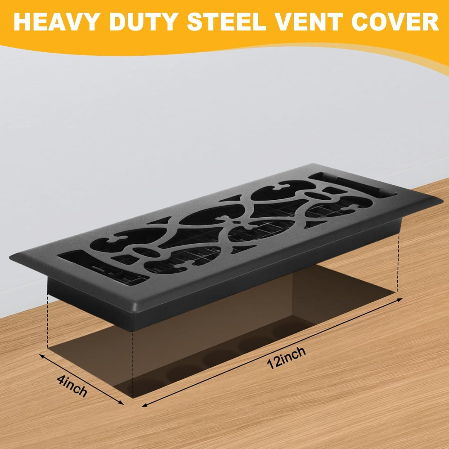 10 Cubiertas de Ventilación de Piso Tuanse 10.16 x 30.5 cm Negras