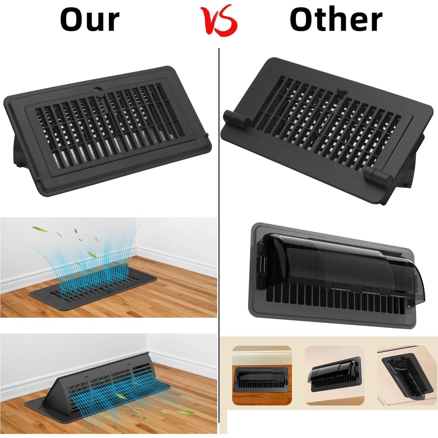 Cubiertas de Ventilación Ajustables ABUNRO 4x10" Negro - Paquete de 2