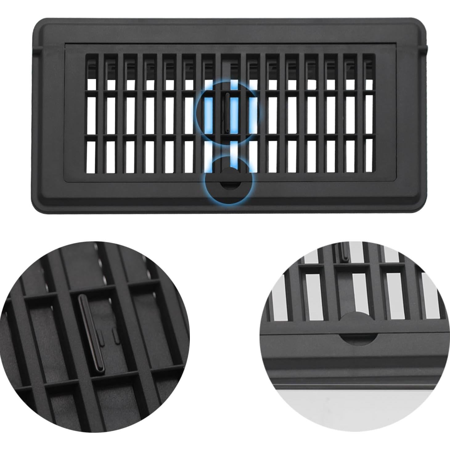 Cubiertas de Ventilación Ajustables ABUNRO 4x10" Negro - Paquete de 2