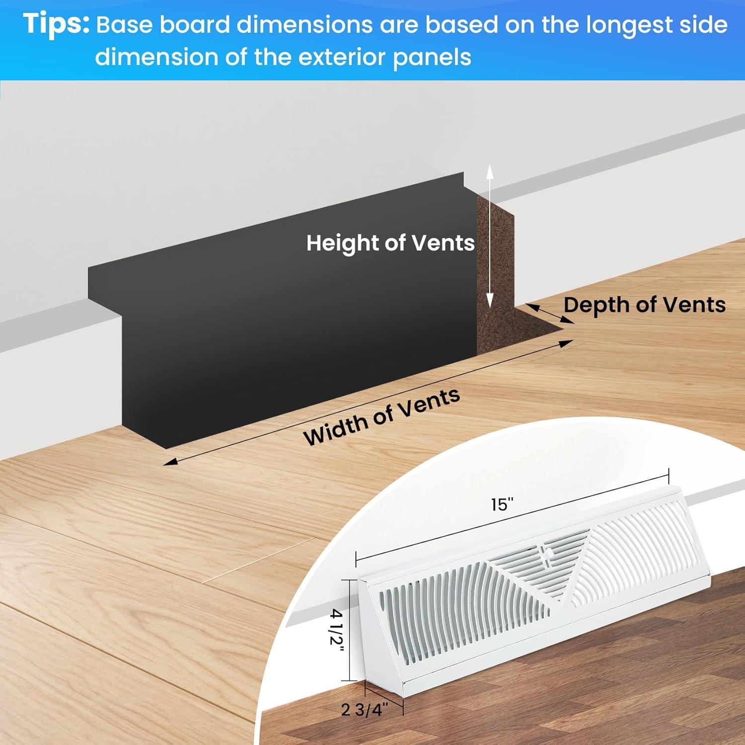 Rejilla de Ventilación de Baseboard Aremae 38.1 cm Blanca