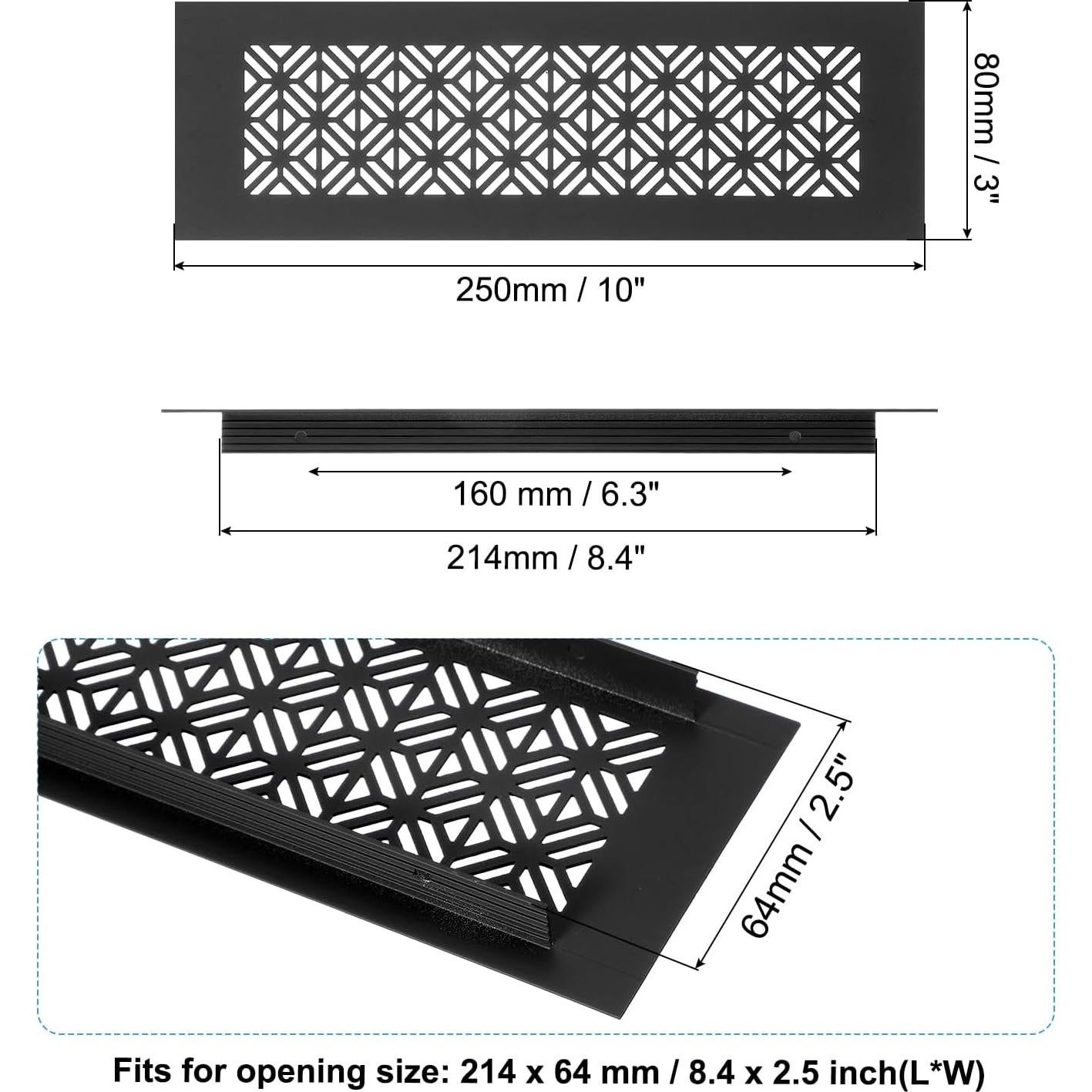 Cubierta de Ventilación PATIKIL 25.4 x 7.6 cm Aluminio Negra