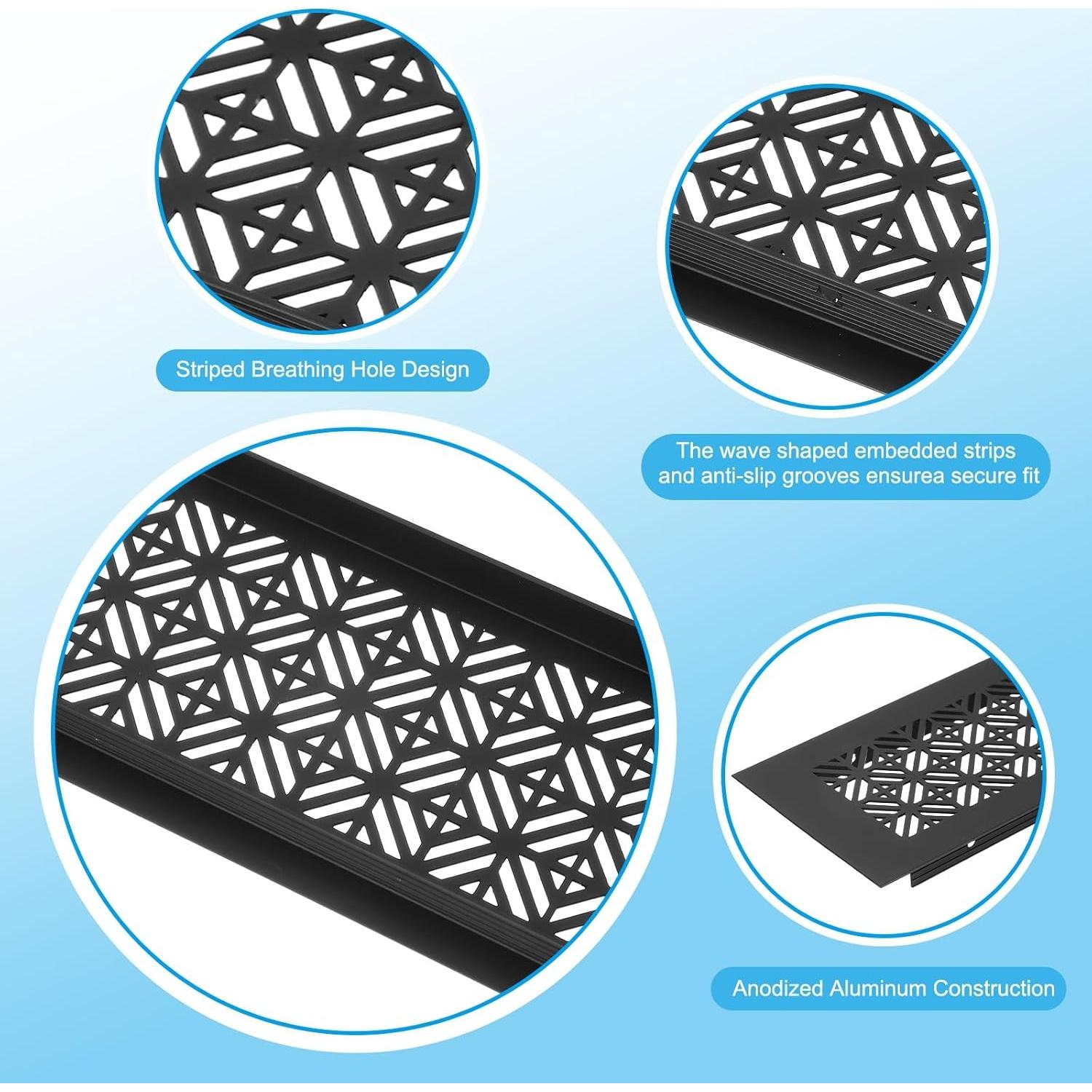 Cubierta de Ventilación PATIKIL 30.48 x 7.62 cm Aluminio Negra - 2 Pcs