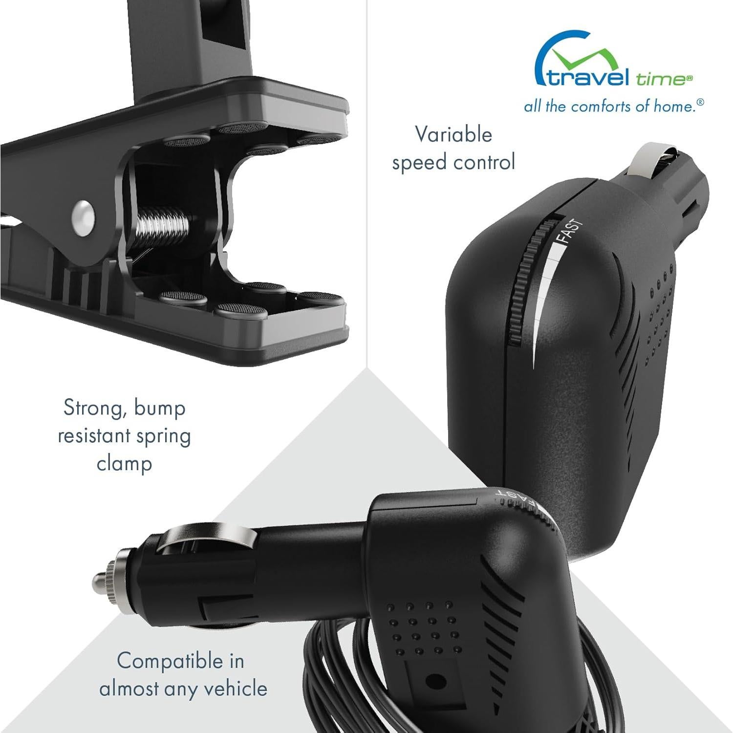 Ventilador Clip-On 12V Travel Time para Autos y Camiones