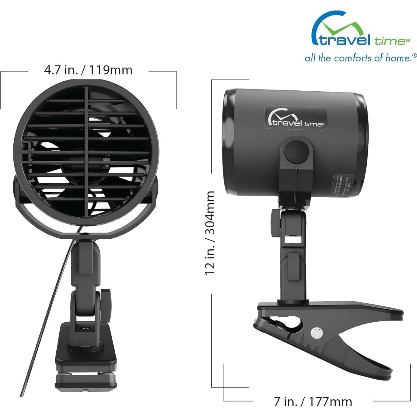 Ventilador Clip-On 12V Travel Time para Autos y Camiones