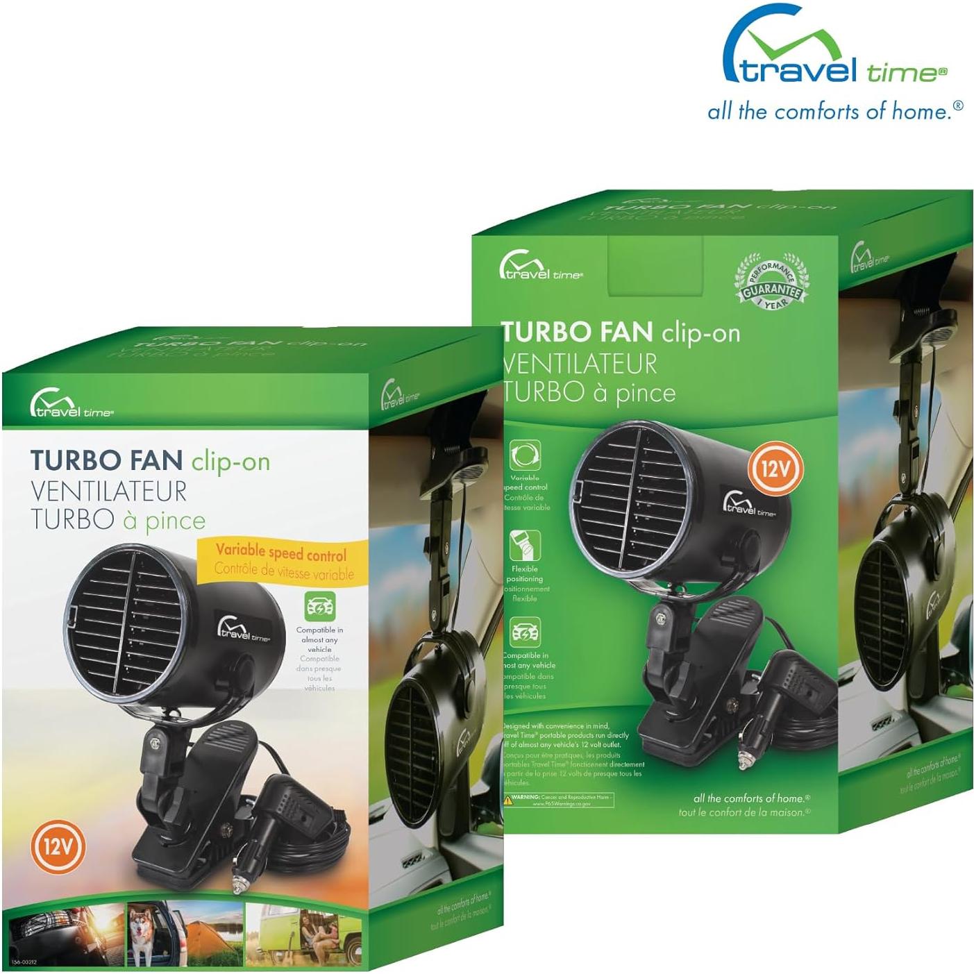Ventilador Clip-On 12V Travel Time para Autos y Camiones