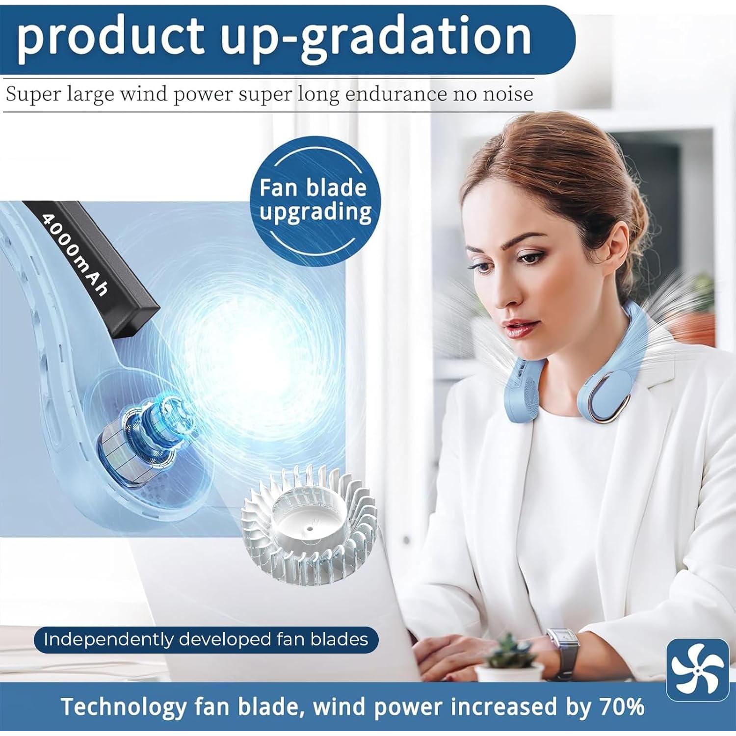 Ventilador de Cuello ASNUG R5 Recargable USB 4000mAh 3 Velocidades