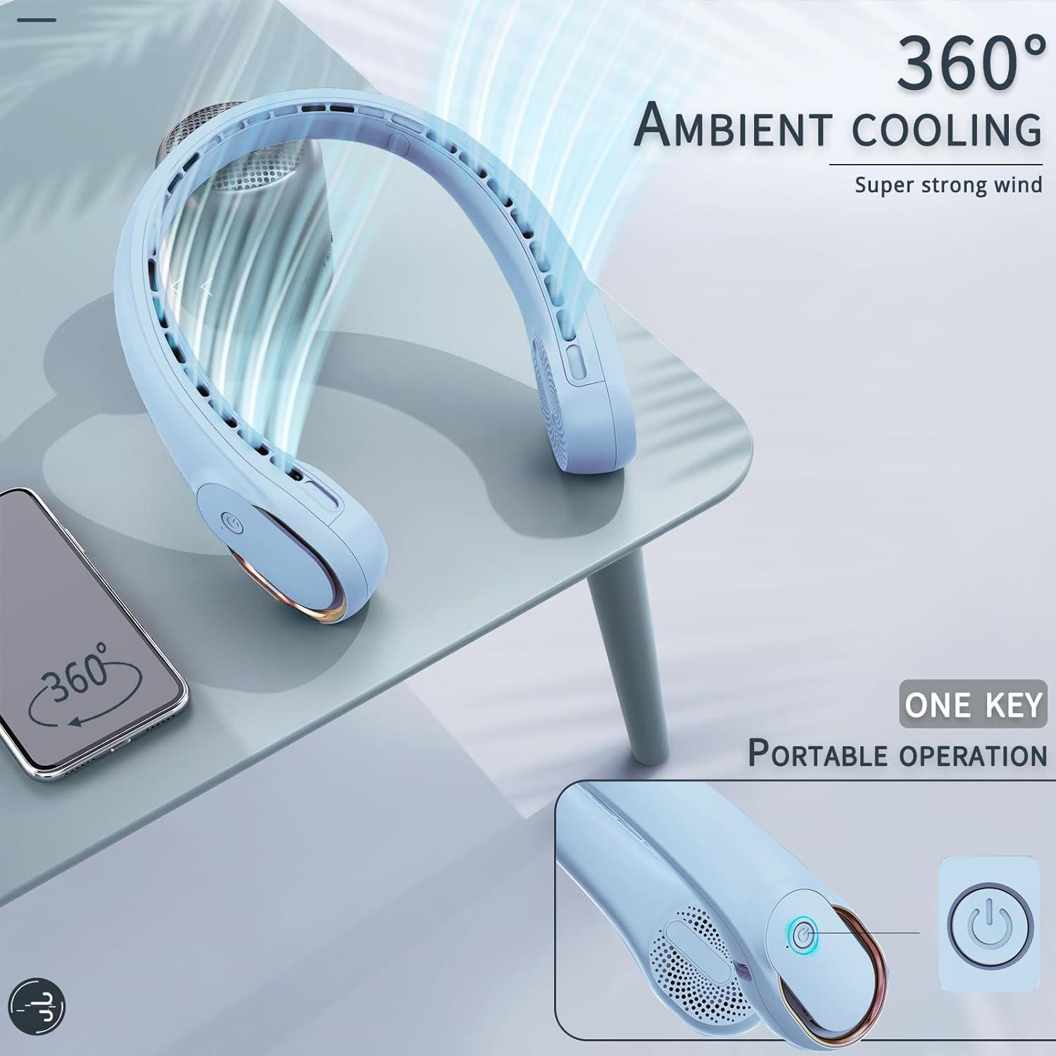 Ventilador de Cuello ASNUG R5 Recargable USB 4000mAh 3 Velocidades