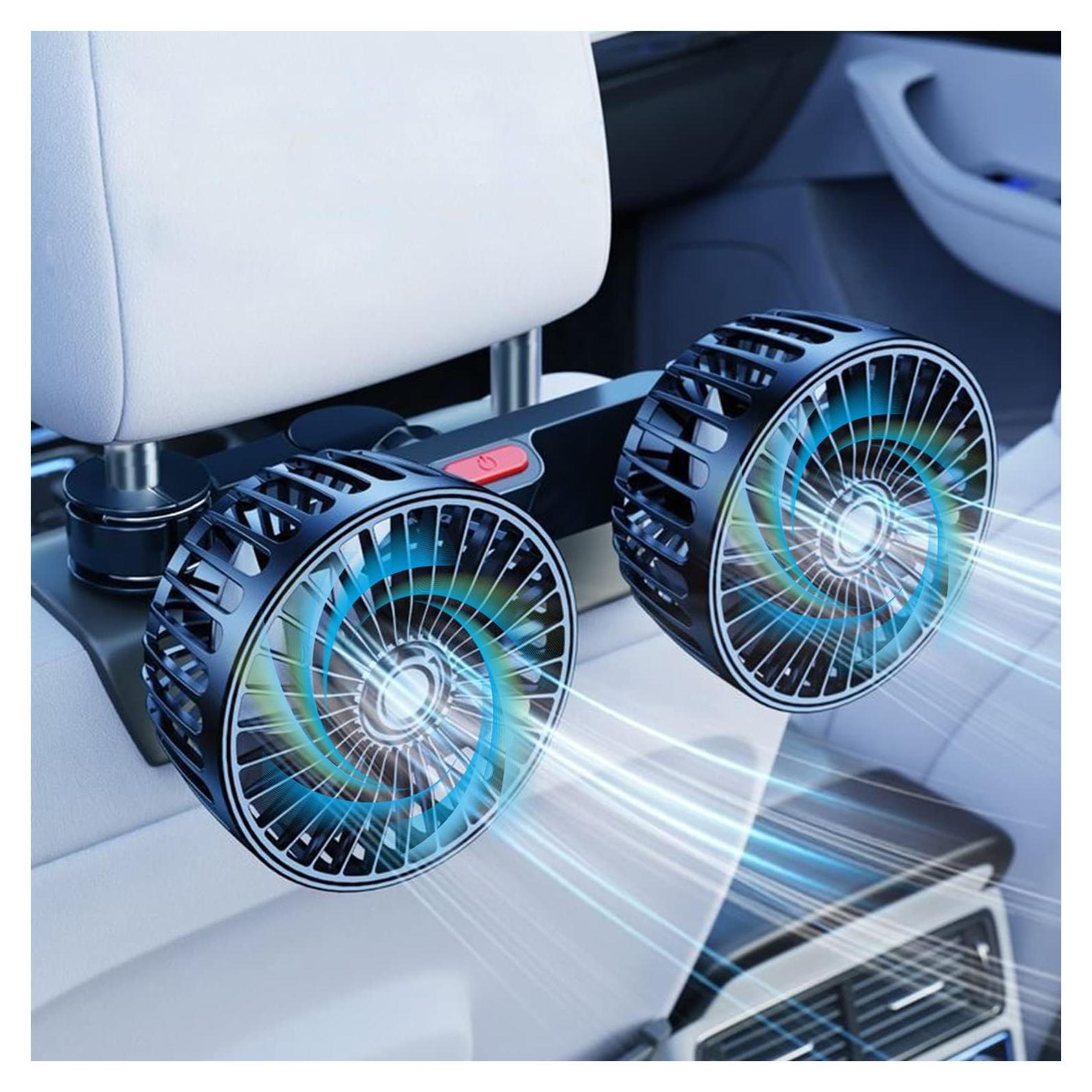 Ventilador de Automóvil POYICGS Doble Cabeza 3 Velocidades