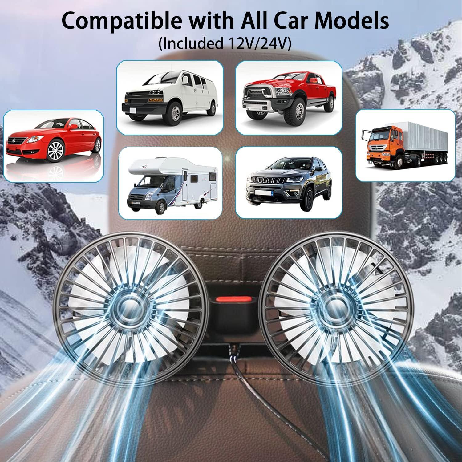 Ventilador de Automóvil POYICGS Doble Cabeza 3 Velocidades