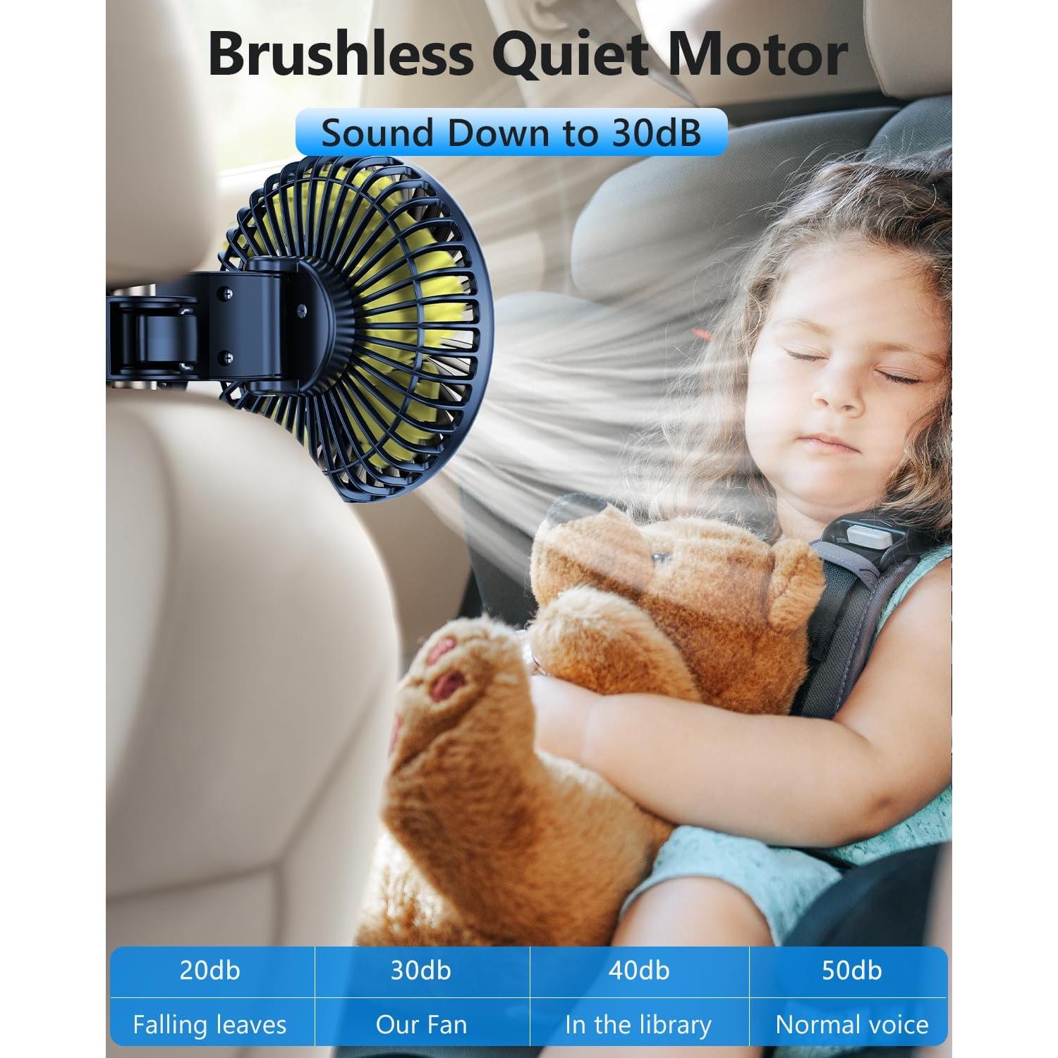 Ventilador de Coche DICMKY DM-F5208 Doble Cabeza 3 Velocidades