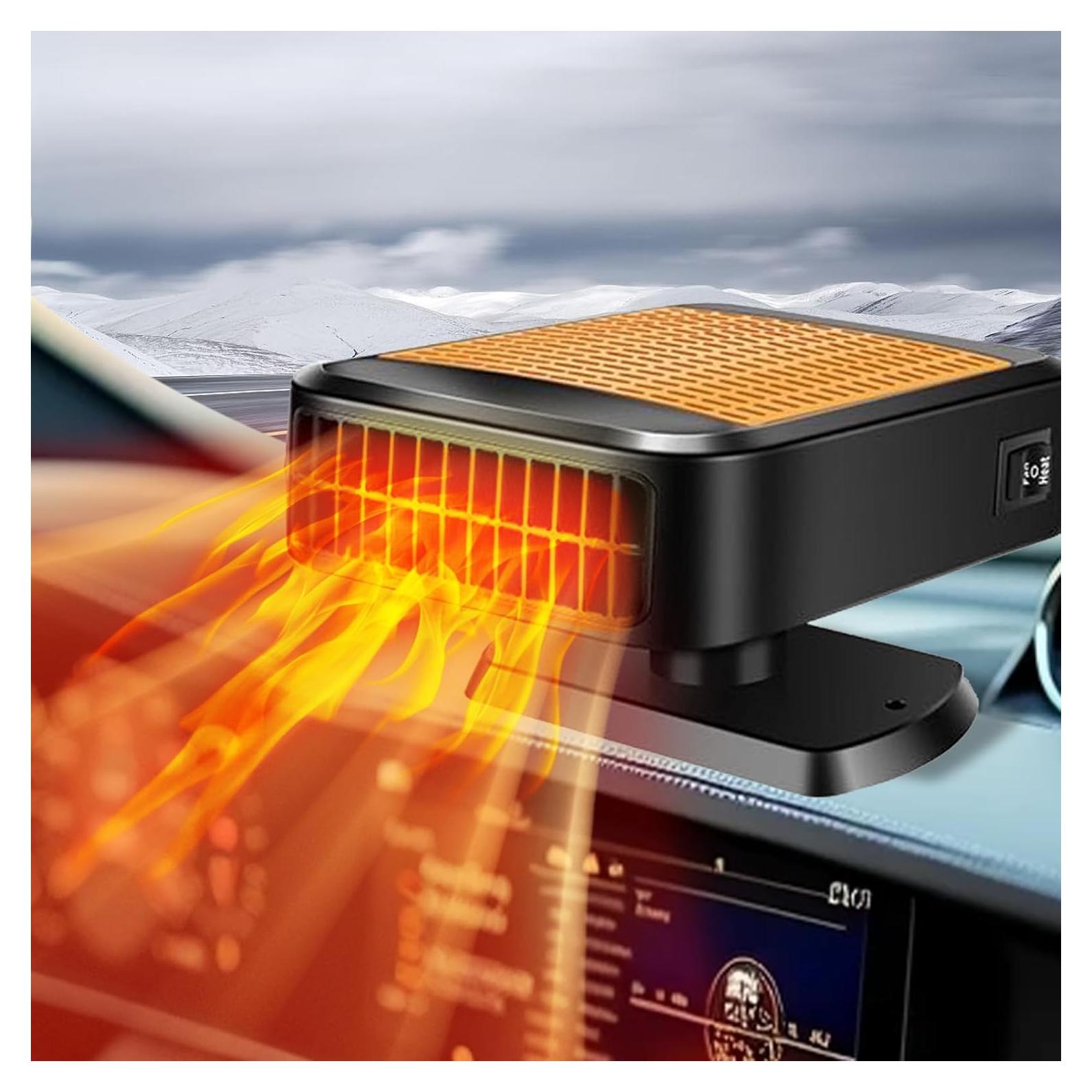 Calentador de coche 12V 200W QEPJO 2 en 1 Ventilador Naranja
