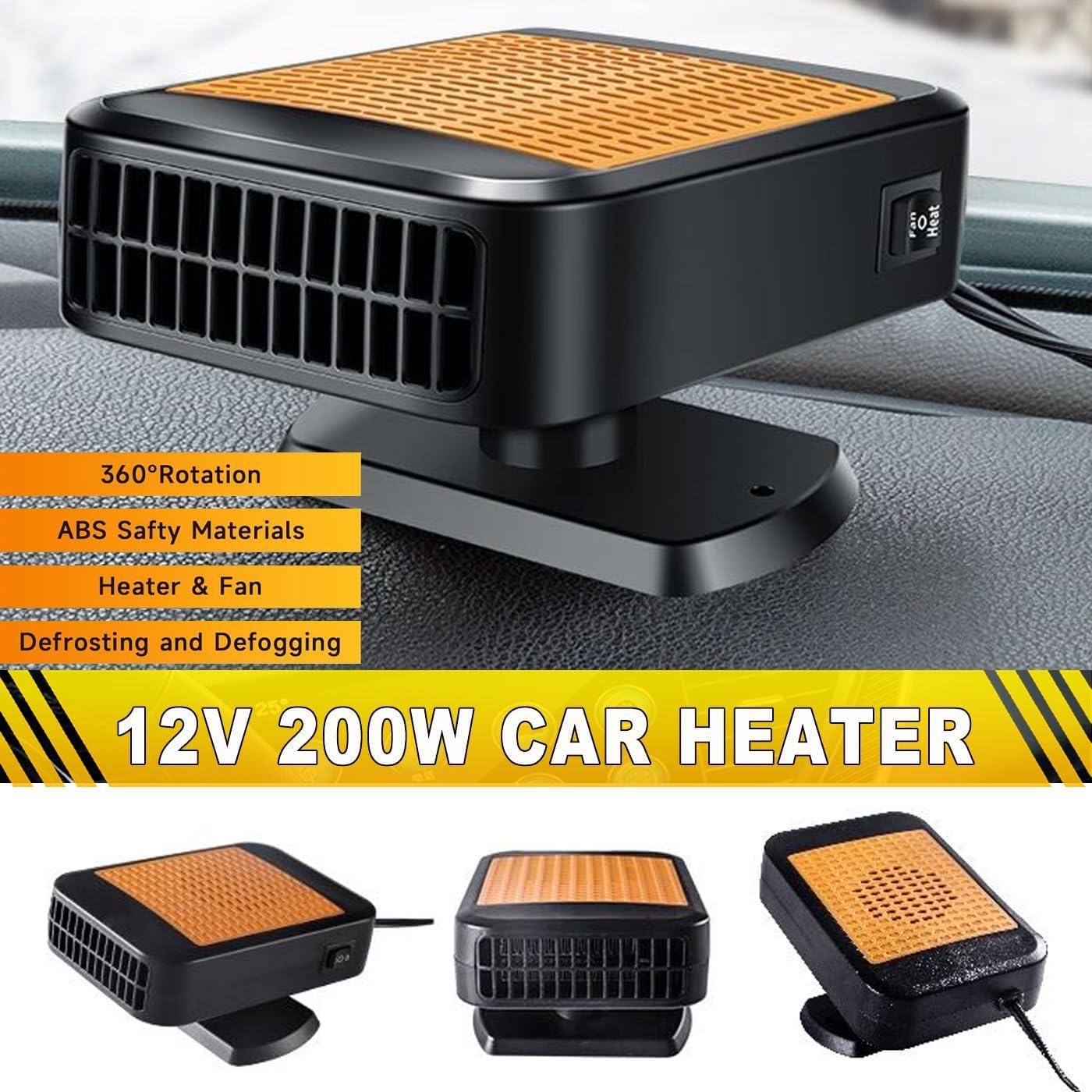 Calentador de coche 12V 200W QEPJO 2 en 1 Ventilador Naranja