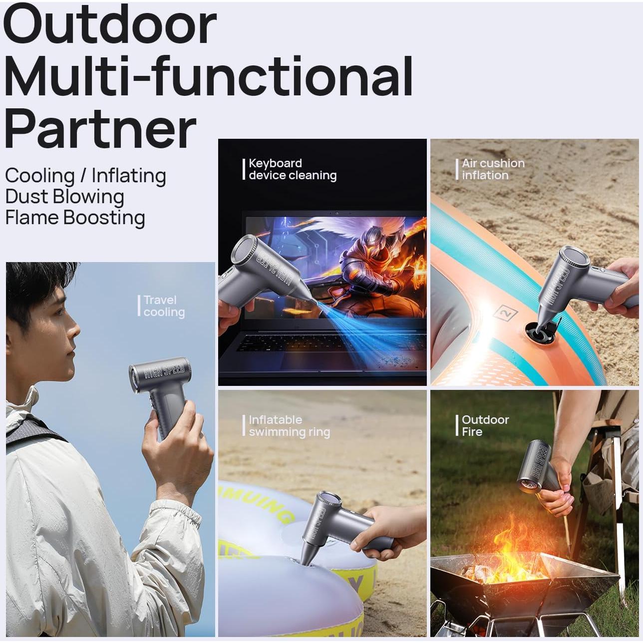 Ventilador de Mano JZ.CAFE Thunder 199 Velocidades 8000mAh