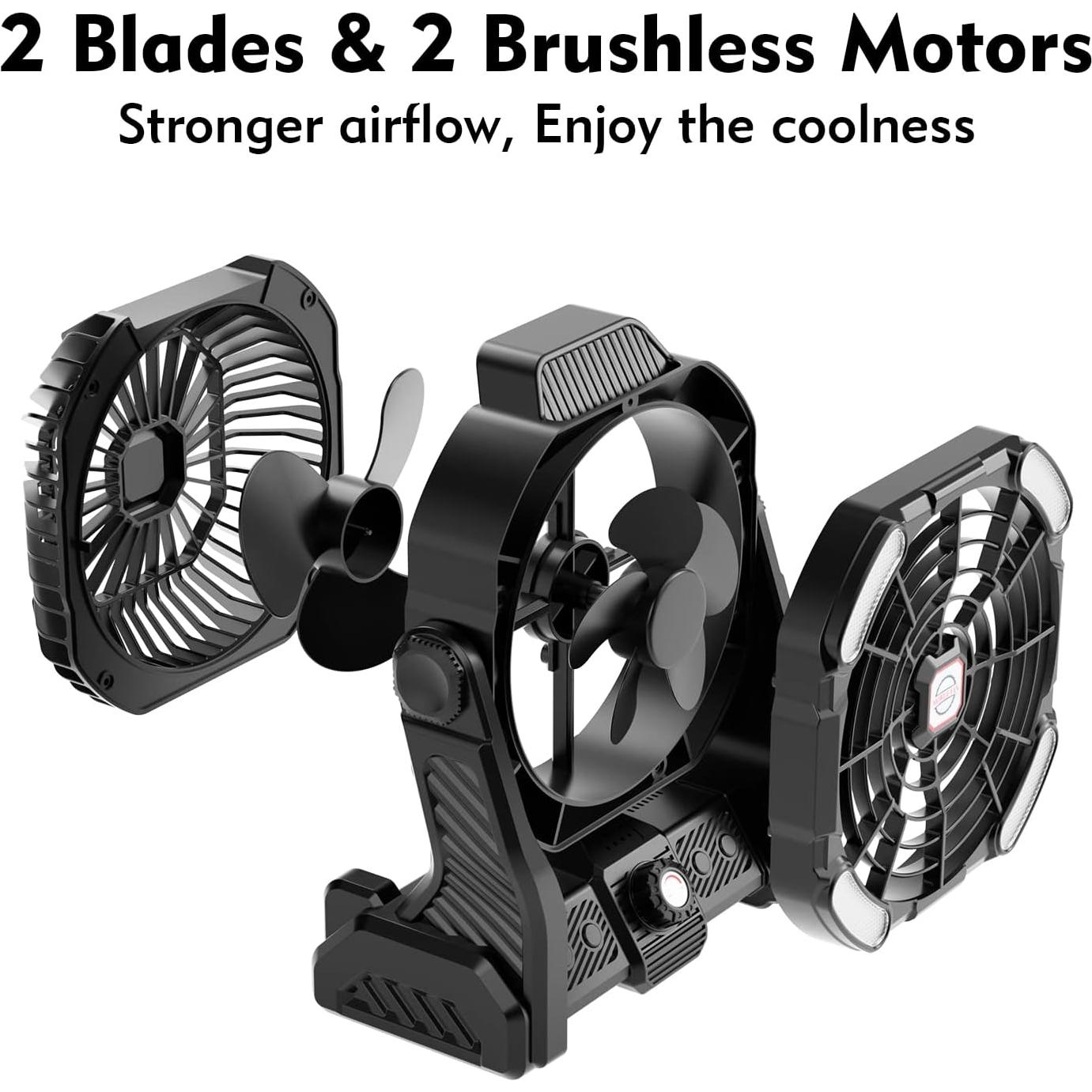 Ventilador de Camping Runtop 20000mAh Recargable USB con Luz LED