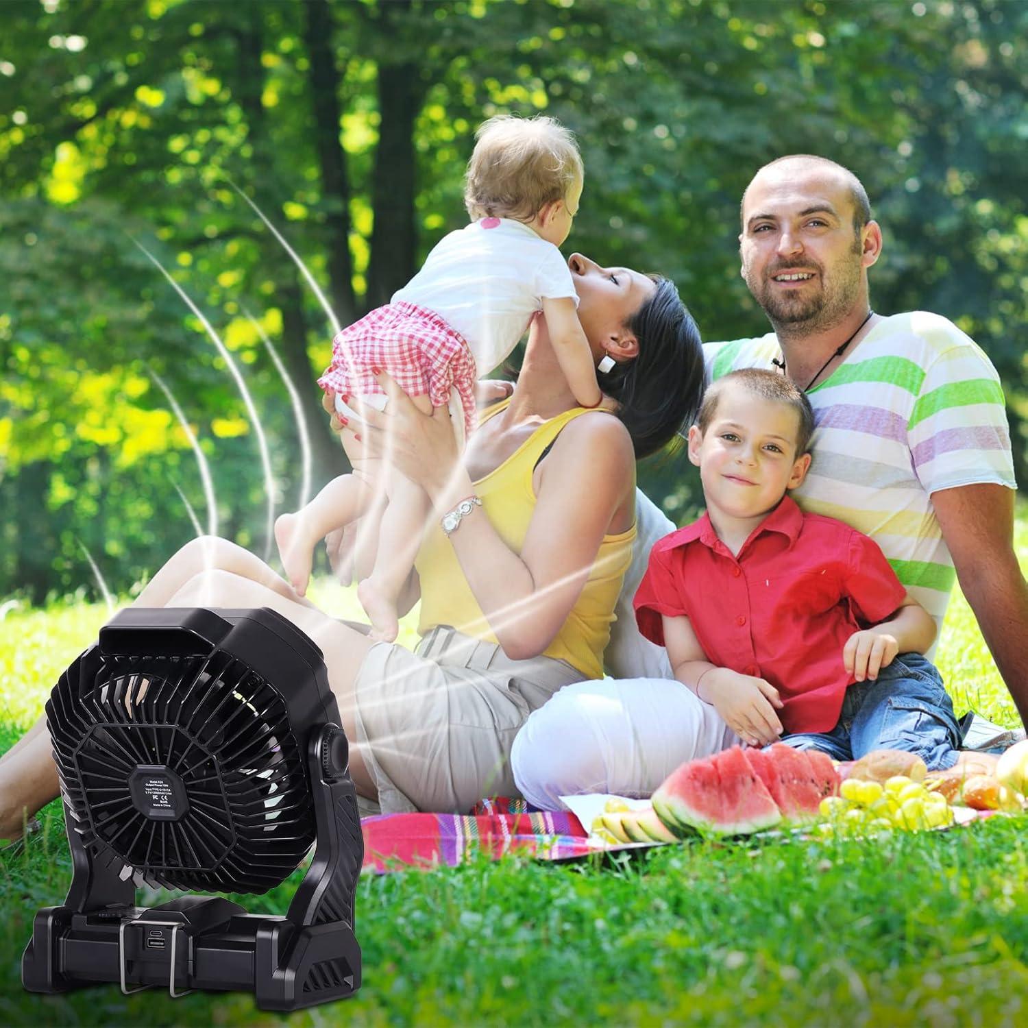 Ventilador de Camping Runtop 20000mAh Recargable USB con Luz LED