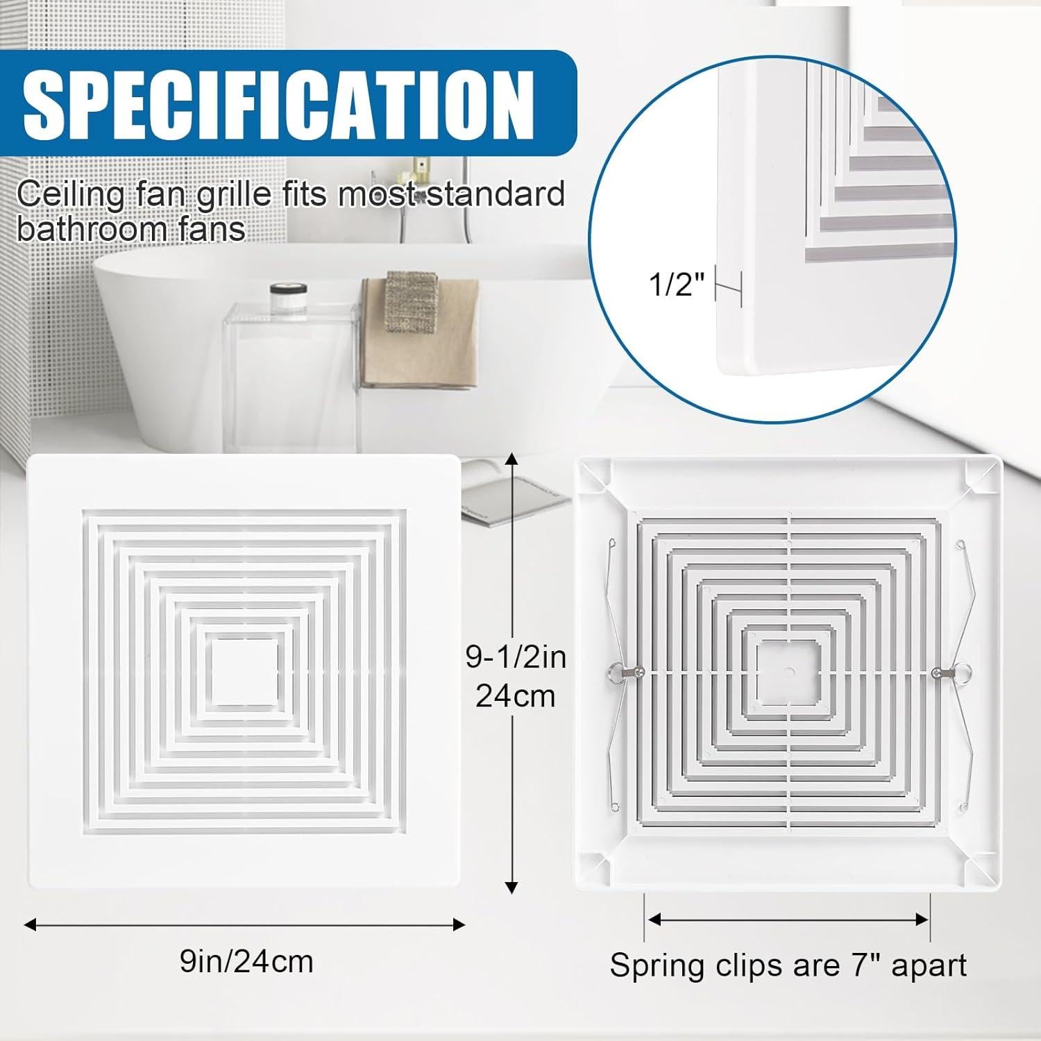 Cubierta de Ventilador Extractor PTLEVYN 22.86x22.86 cm Blanco