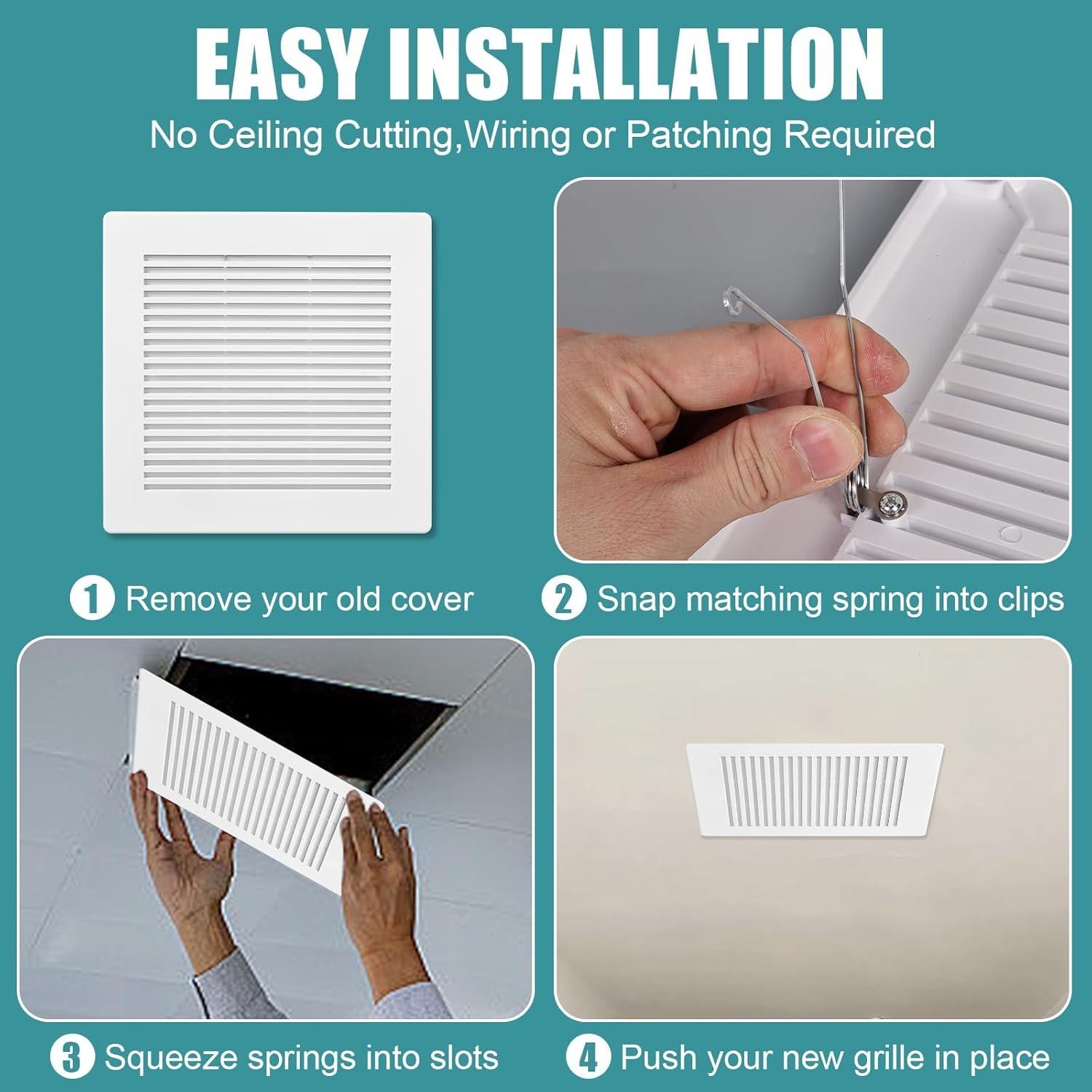 Cubierta de Ventilador de Baño TIHCXNY 22.86x22.86 cm Blanca