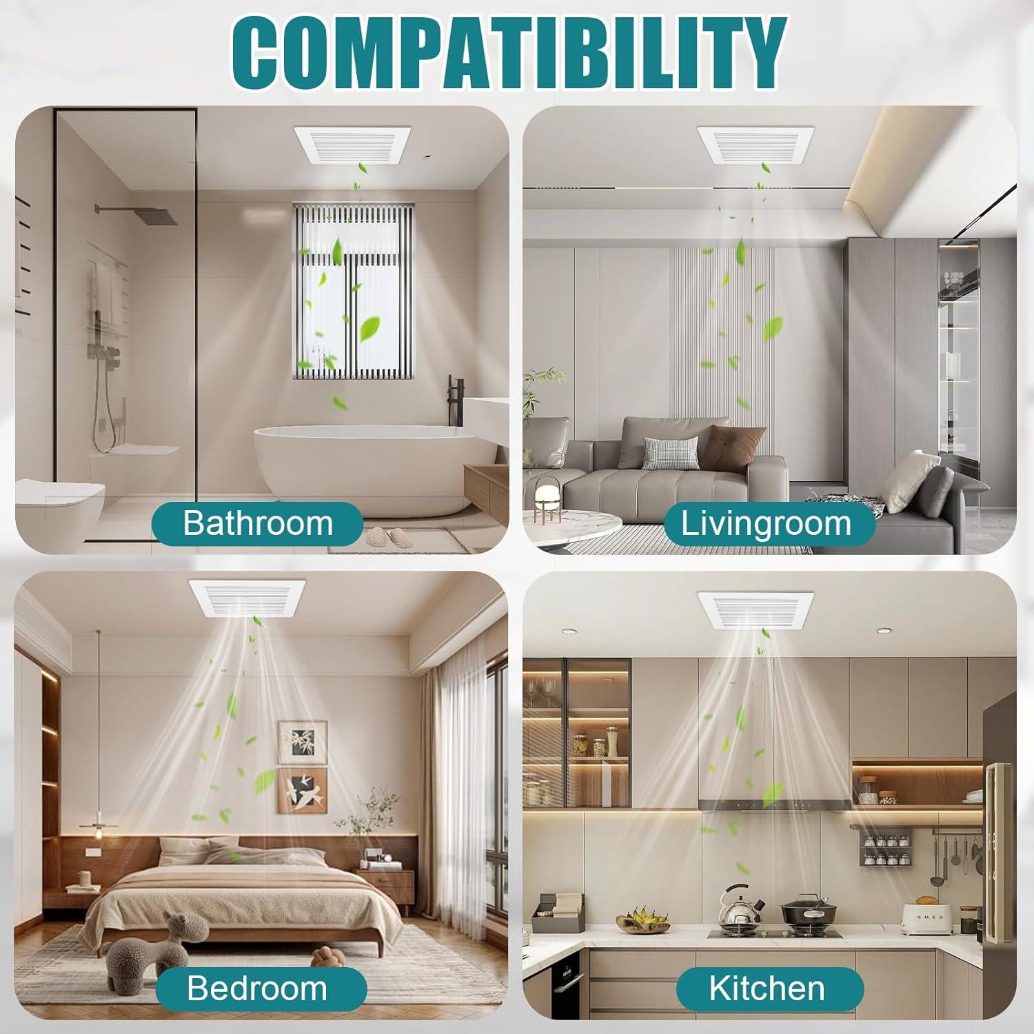 Cubierta de Ventilador de Baño TIHCXNY 22.86x22.86 cm Blanca