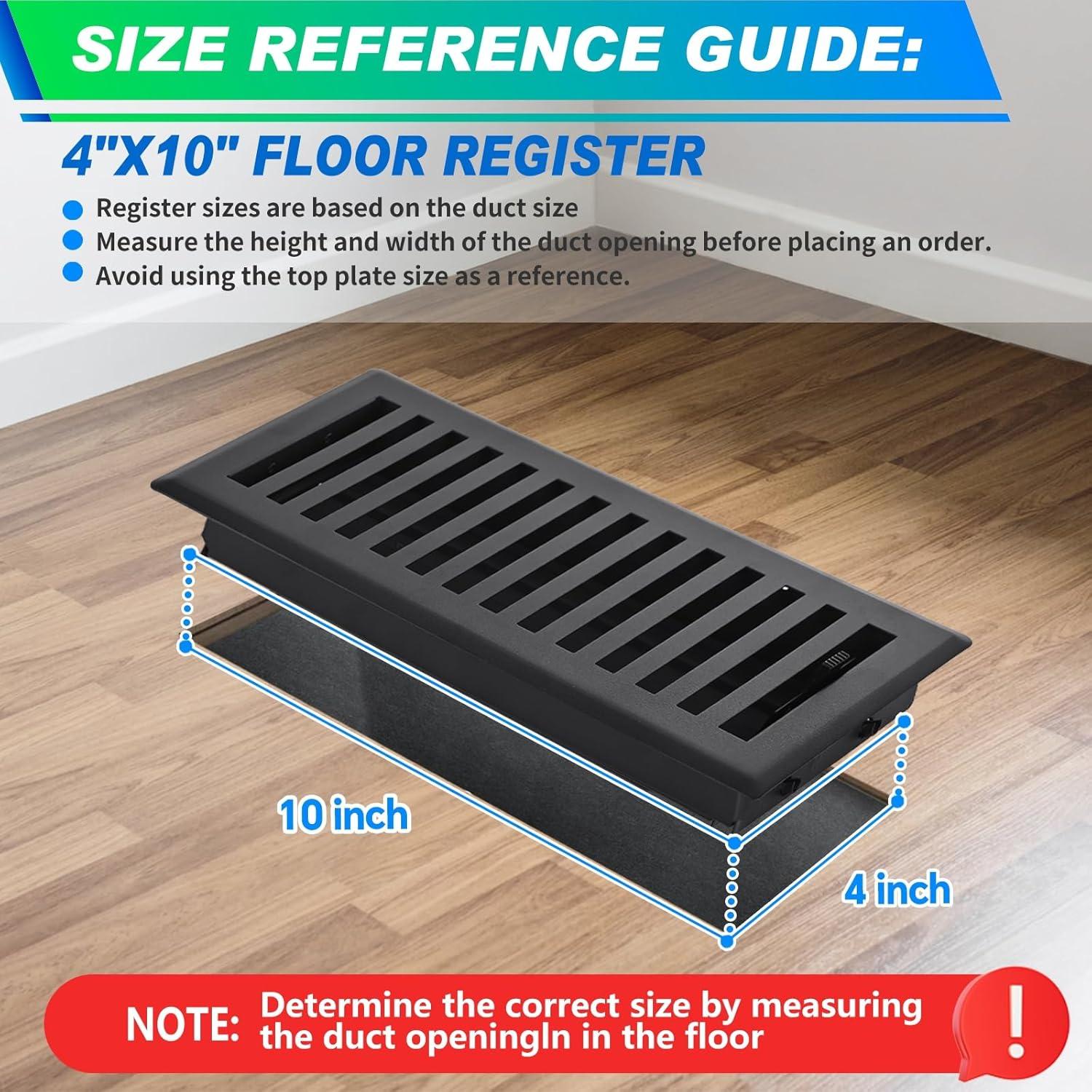 Paquete de 5 rejillas de piso Flowild 10x25 cm Negro mate