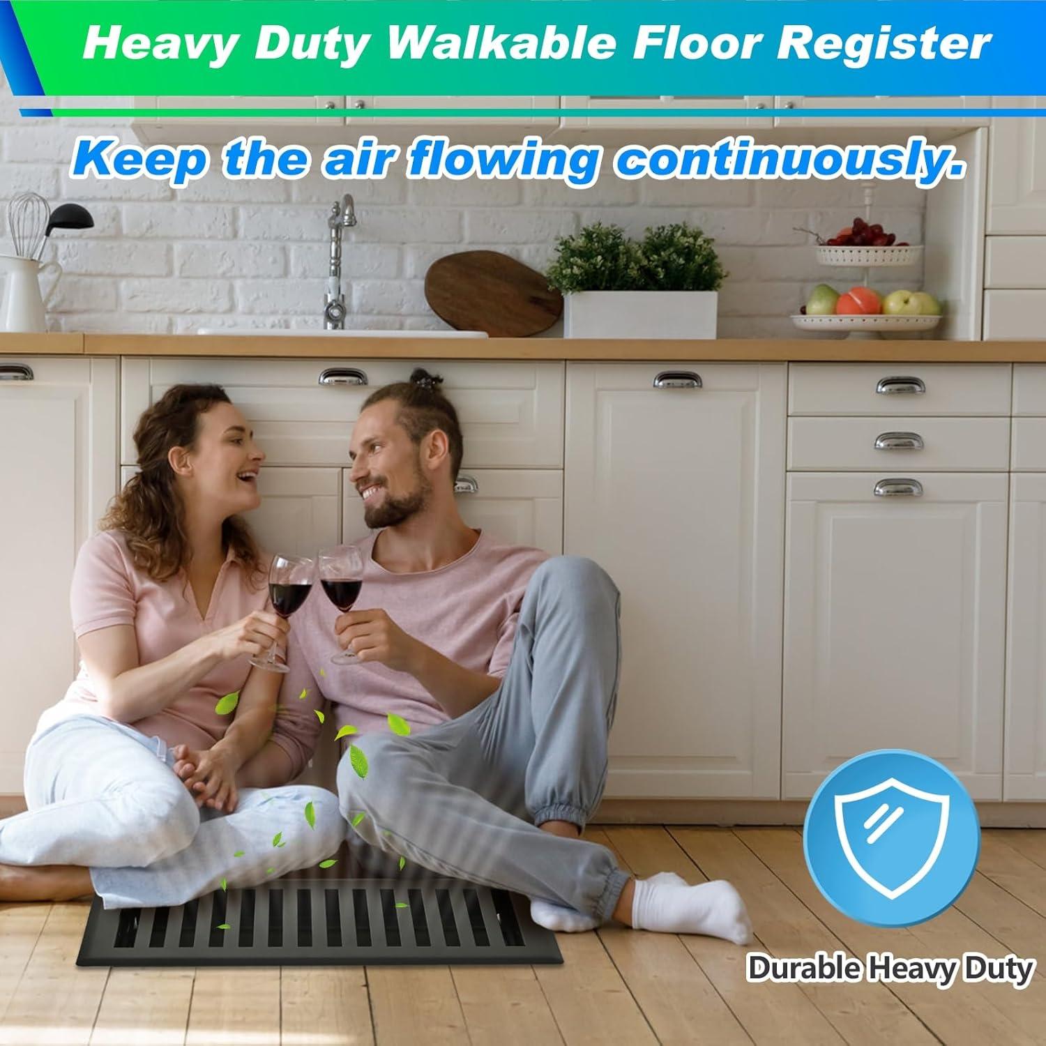 Paquete de 5 rejillas de piso Flowild 10x25 cm Negro mate