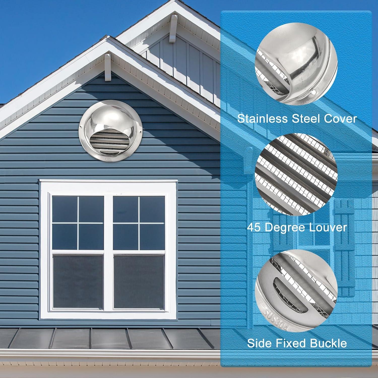 Ventilación Redonda de Soffit PATIKIL 3" Acero Inoxidable