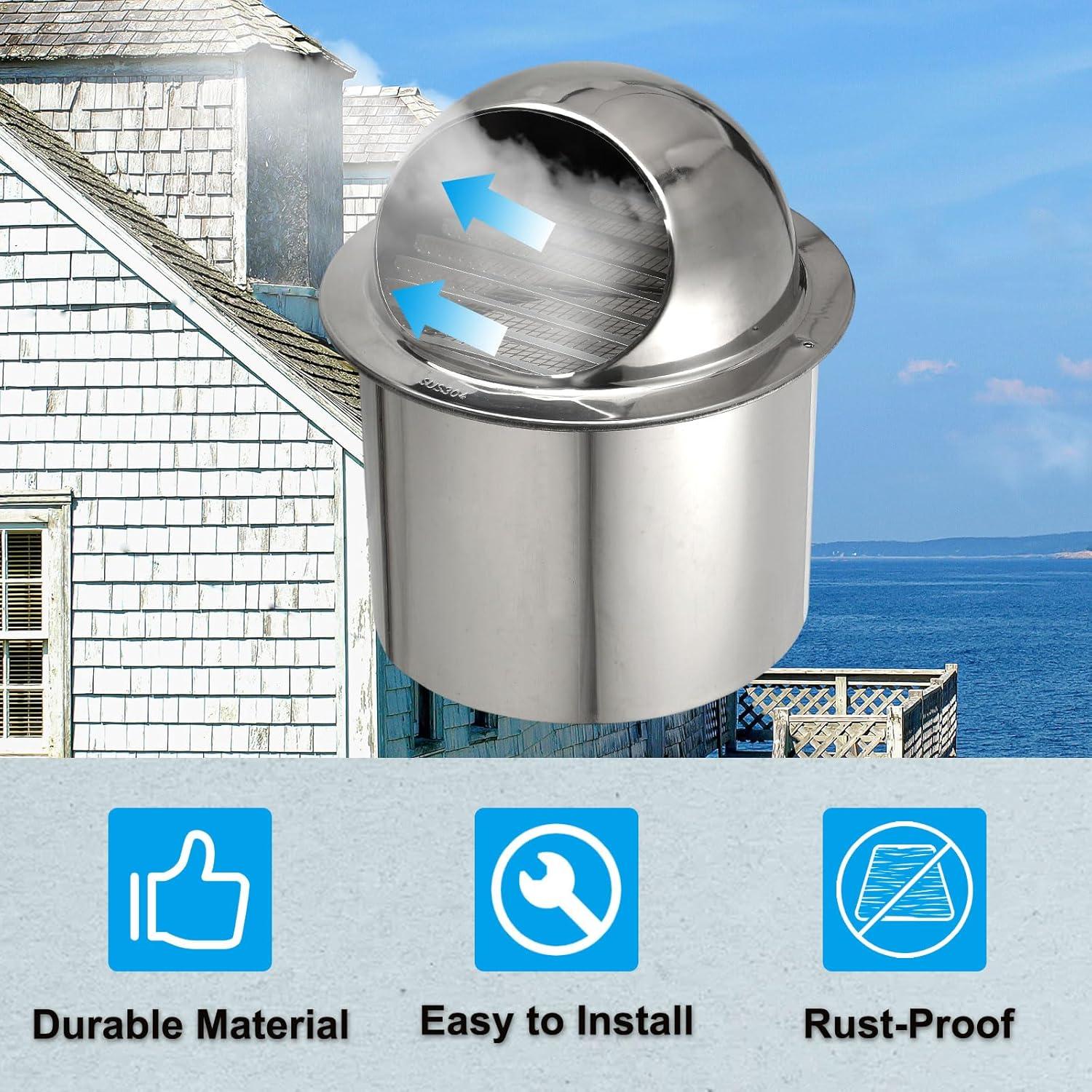 Ventilación Redonda de Soffit PATIKIL 3" Acero Inoxidable