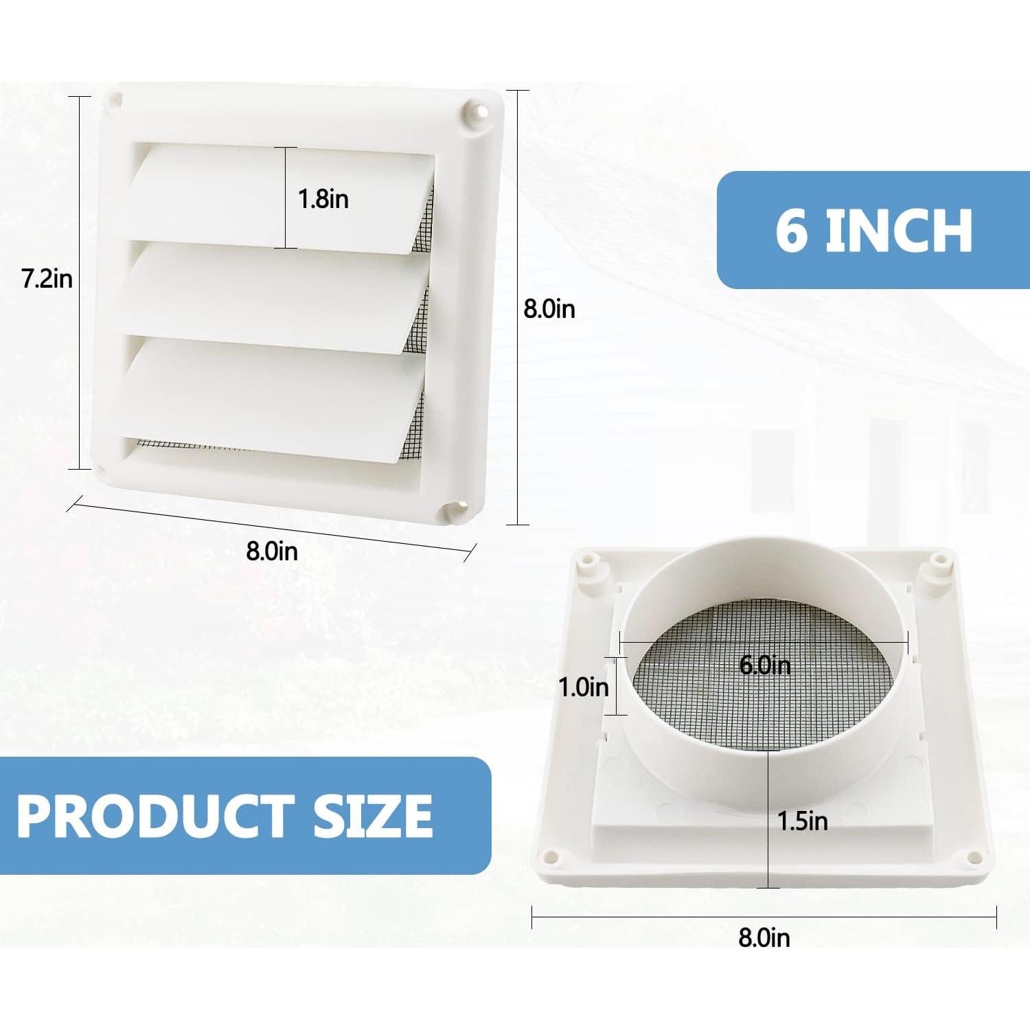 Cubierta de Ventilación Cenipar 6" (15.24 cm) Blanca con Persiana
