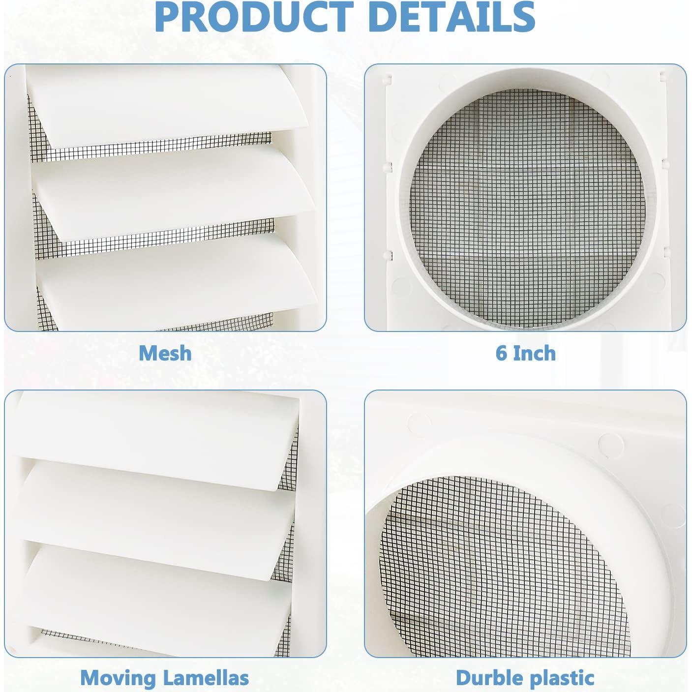 Cubierta de Ventilación Cenipar 6" (15.24 cm) Blanca con Persiana