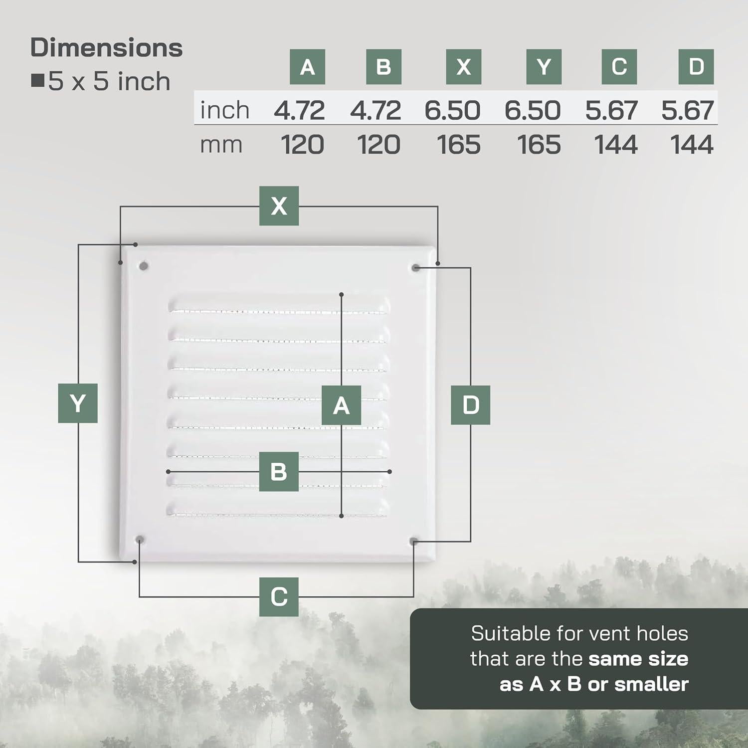 Rejilla de Ventilación Cuadrada 13x13 cm Vent Systems Blanca
