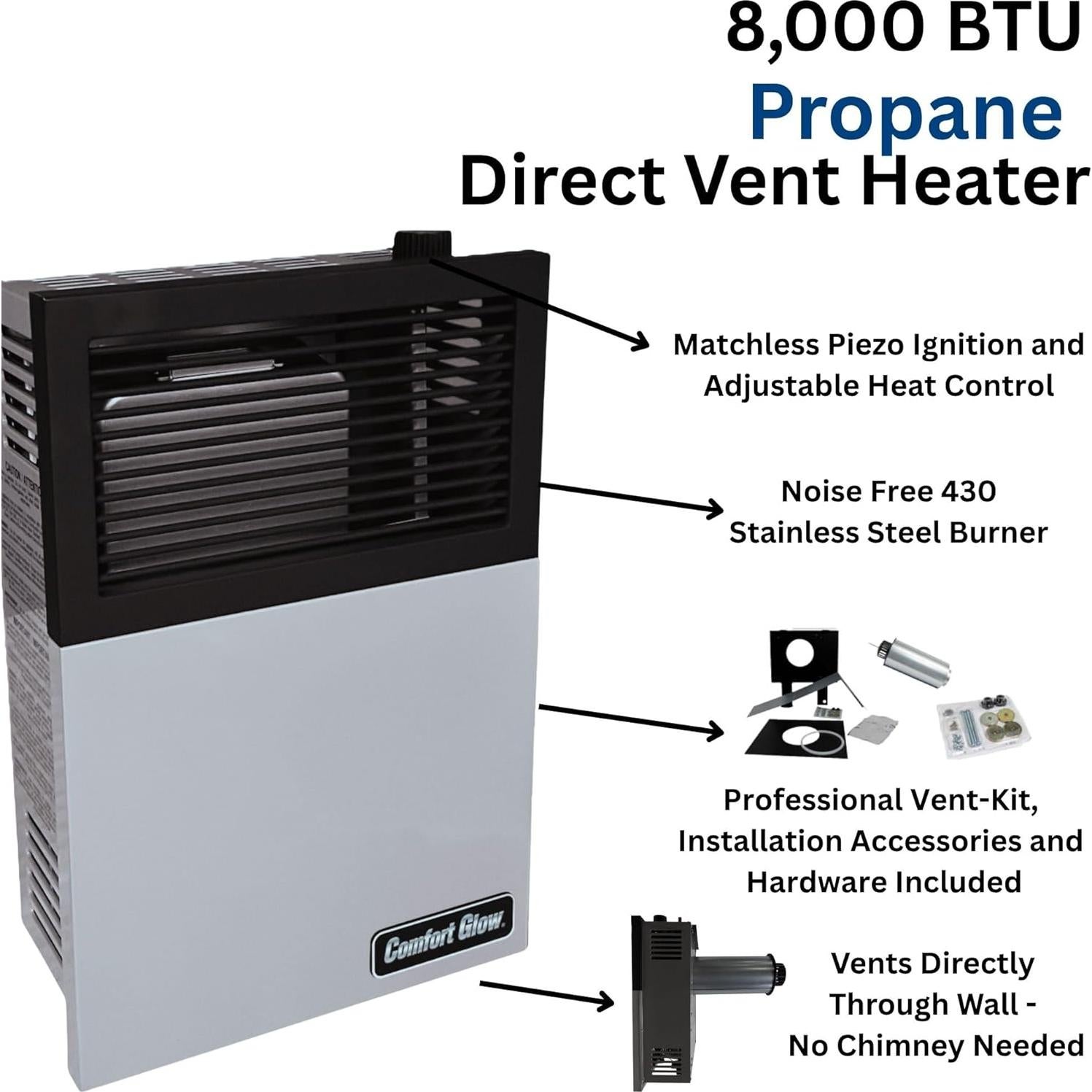 Calentador de Pared Propano 8000 BTU Comfort Glow - 26 m²
