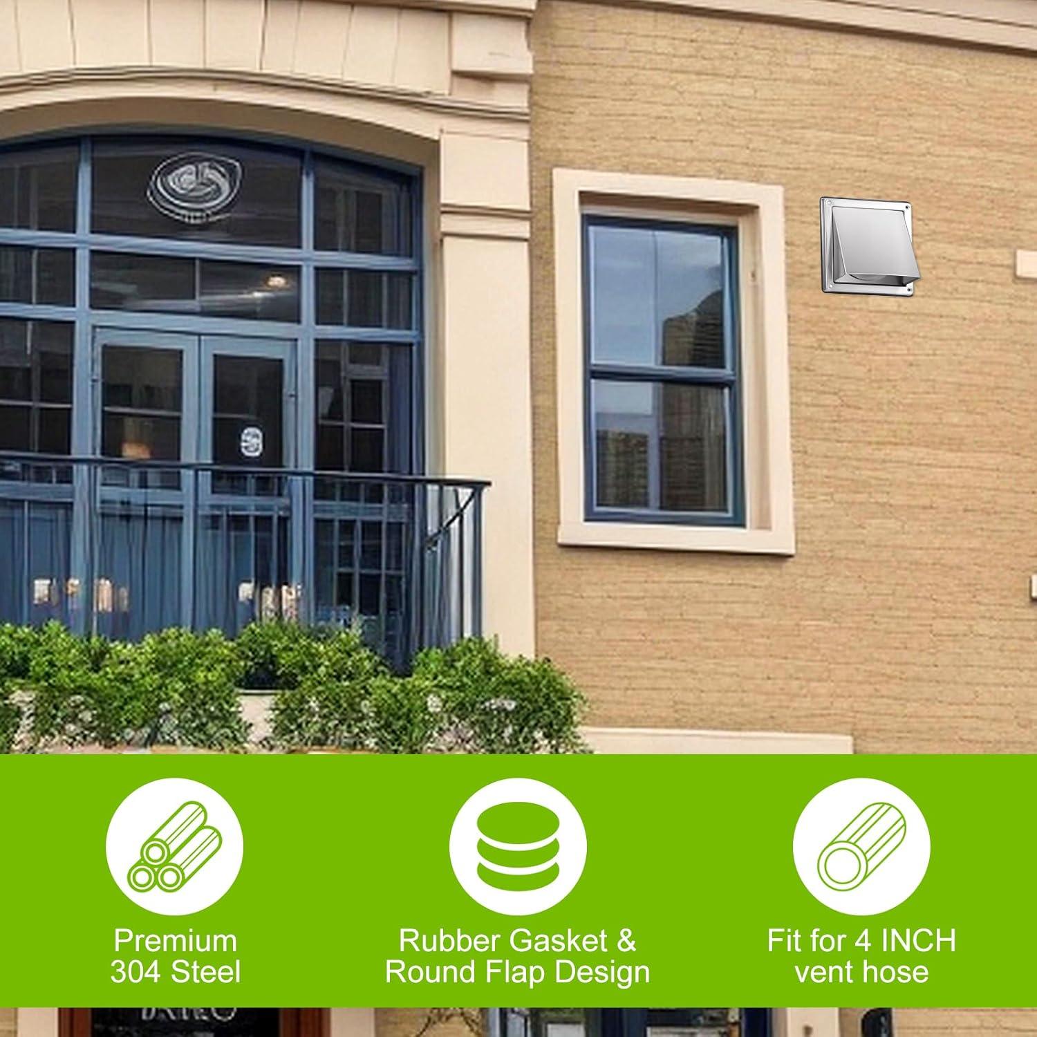 Cubierta de Ventilación de Secadora Exterior 4 Pulgadas Acero Inoxidable