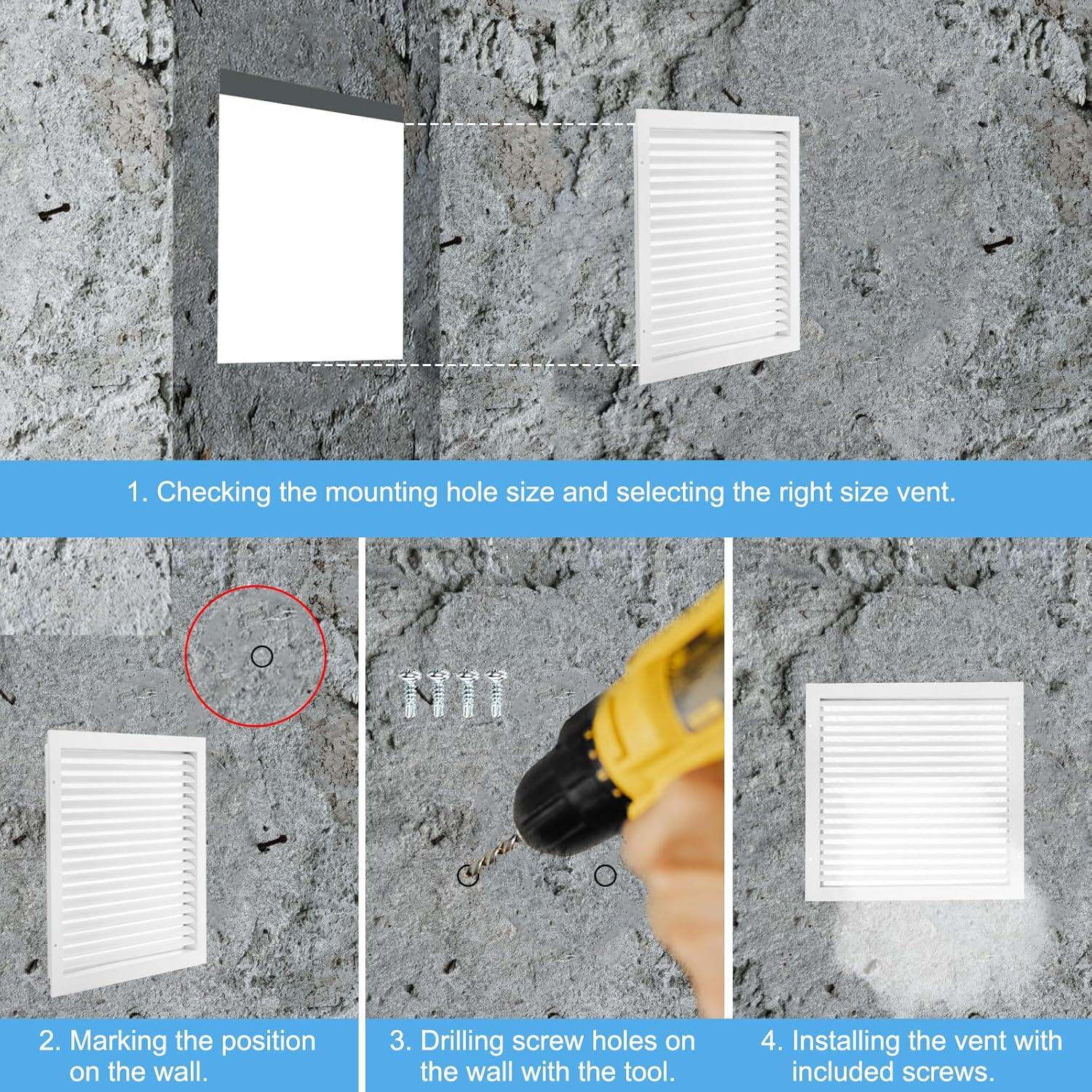 Rejilla de Ventilación PATIKIL 40.6x40.6 cm Aluminio con Persiana