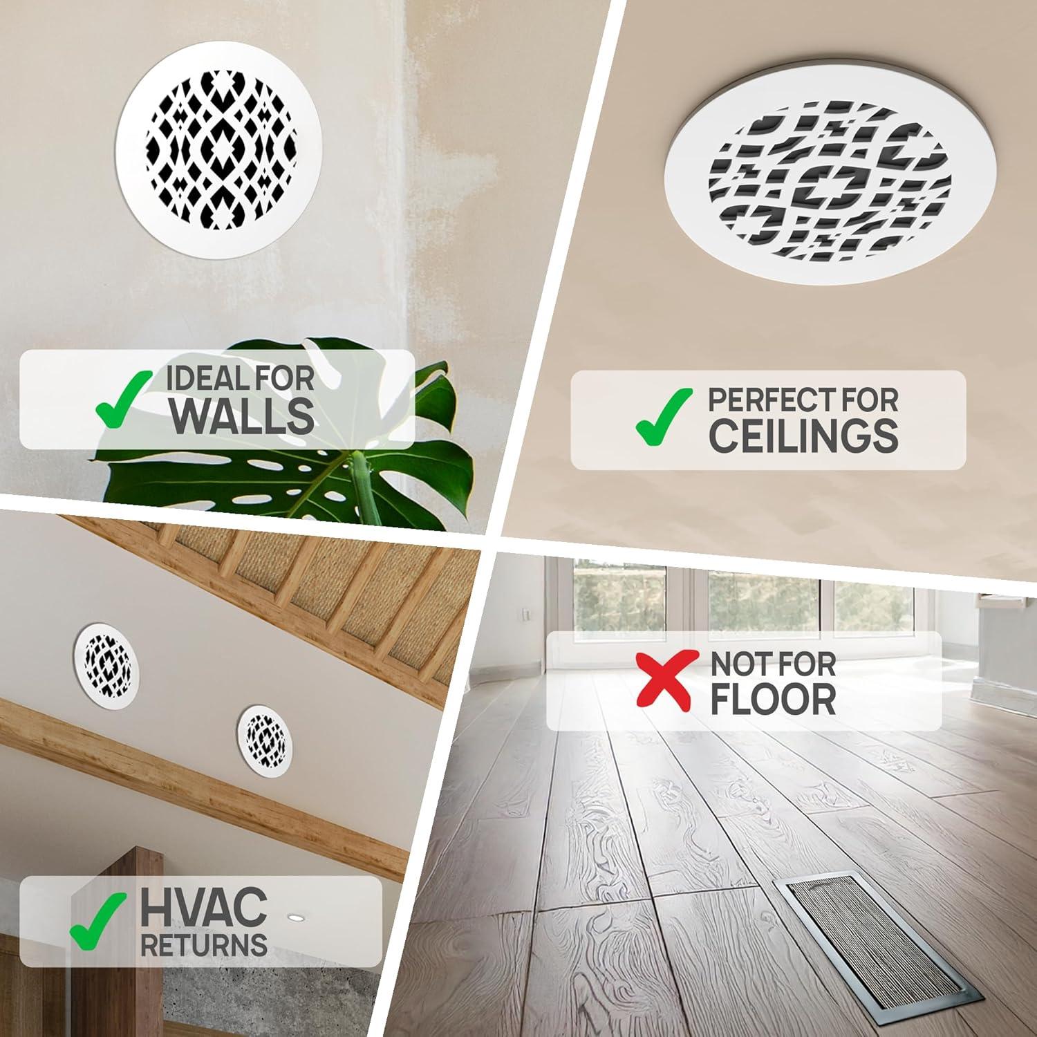 Cubierta de Ventilación Decorativa SABA Home Decor 15 cm Blanco