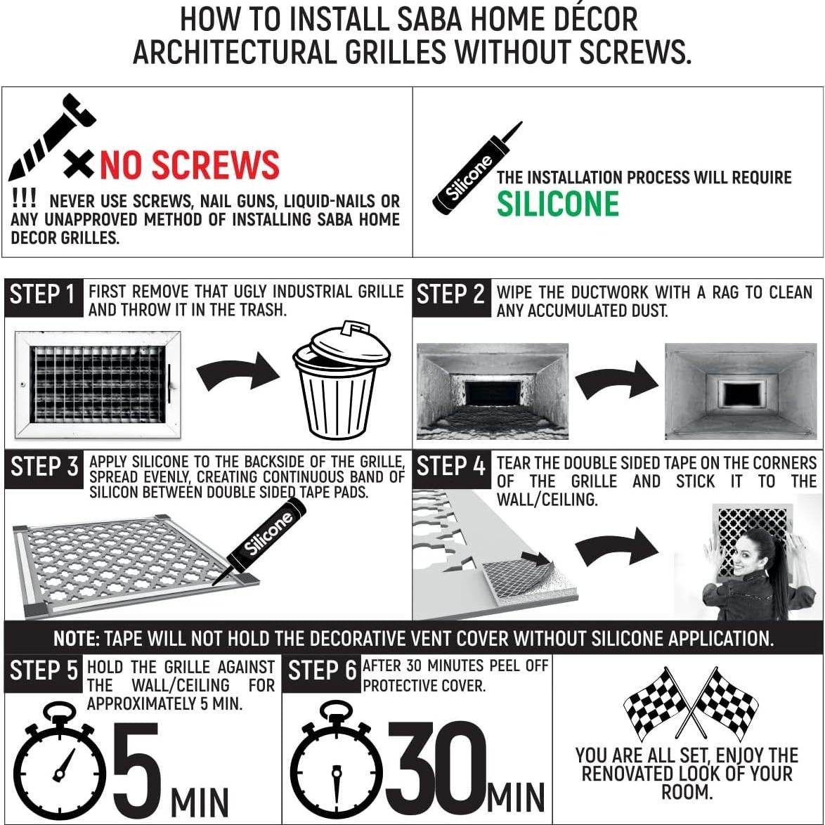 Cubierta de Ventilación Decorativa SABA Home Decor 15 cm Blanco