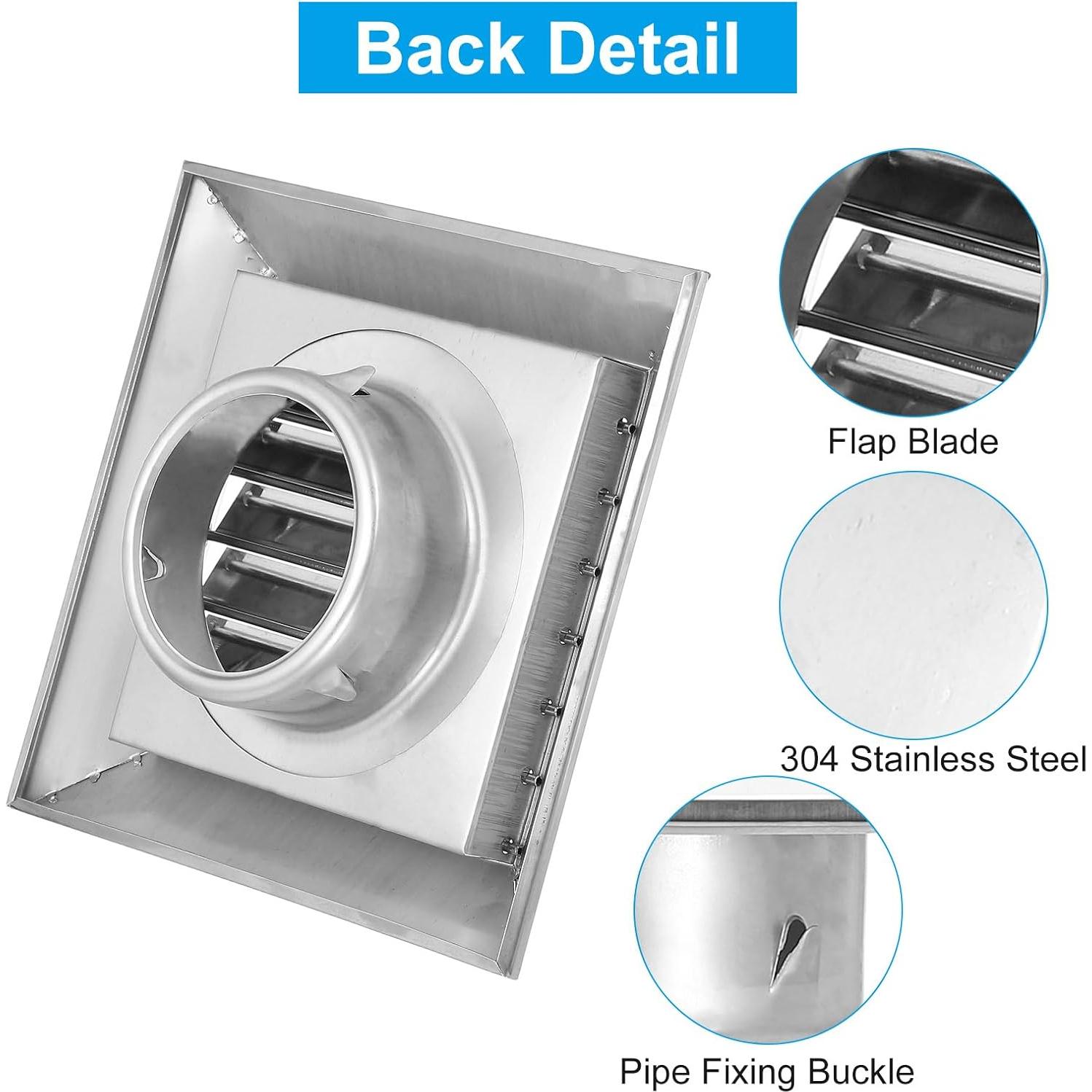 Tapa de Ventilación de Secadora PATIKIL 3" Acero Inoxidable