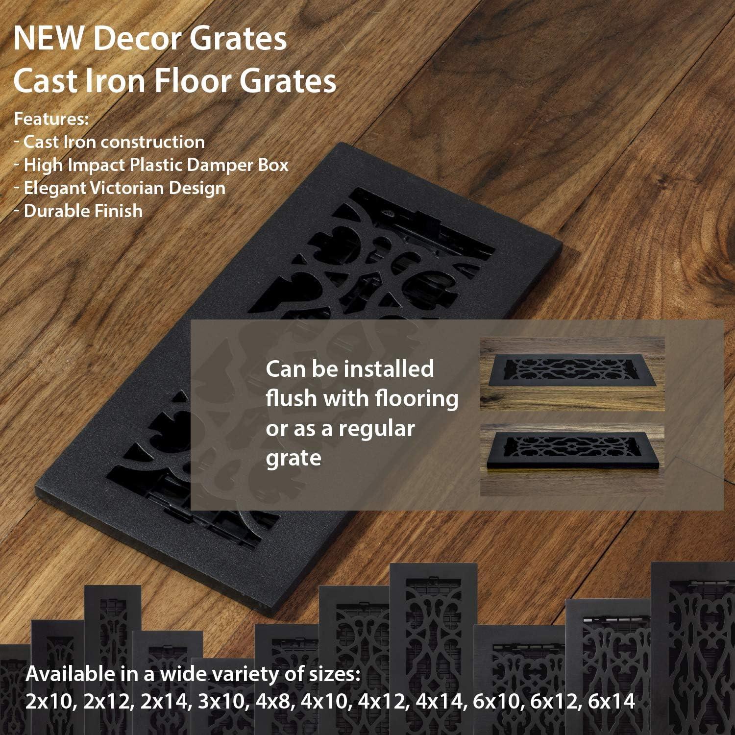 Rejilla de Piso Victoriana Decor Grates AC410-BLK 10 x 25 cm Hierro Fundido